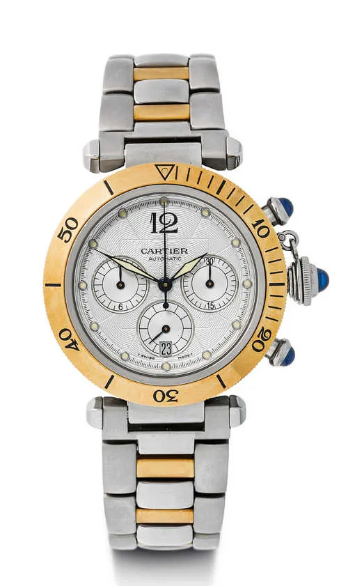 Cartier Pasha 2113 38.5mm Yellow gold and stainless steel Silver