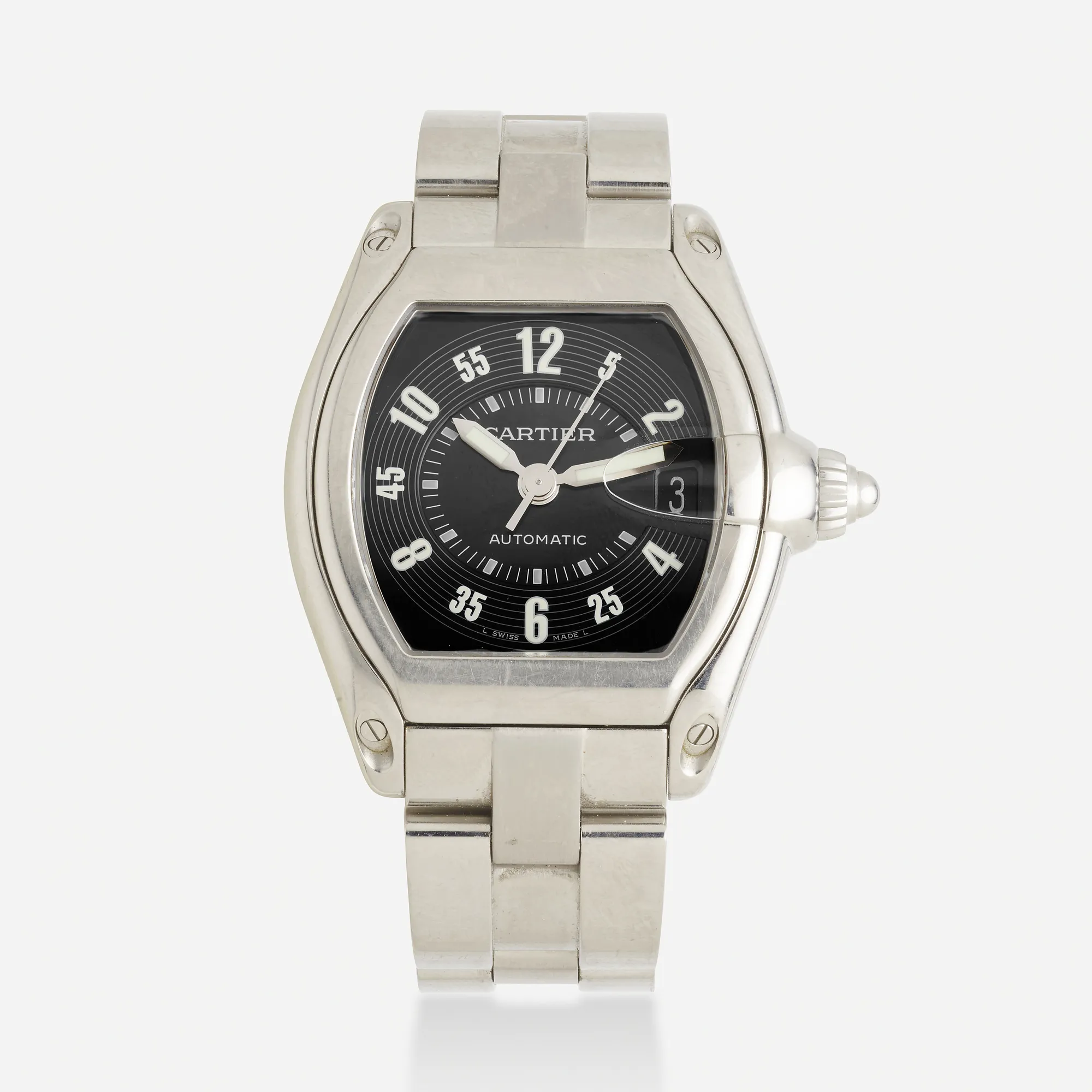 Cartier Roadster Ref.W62004V3 38mm Stainless steel Black