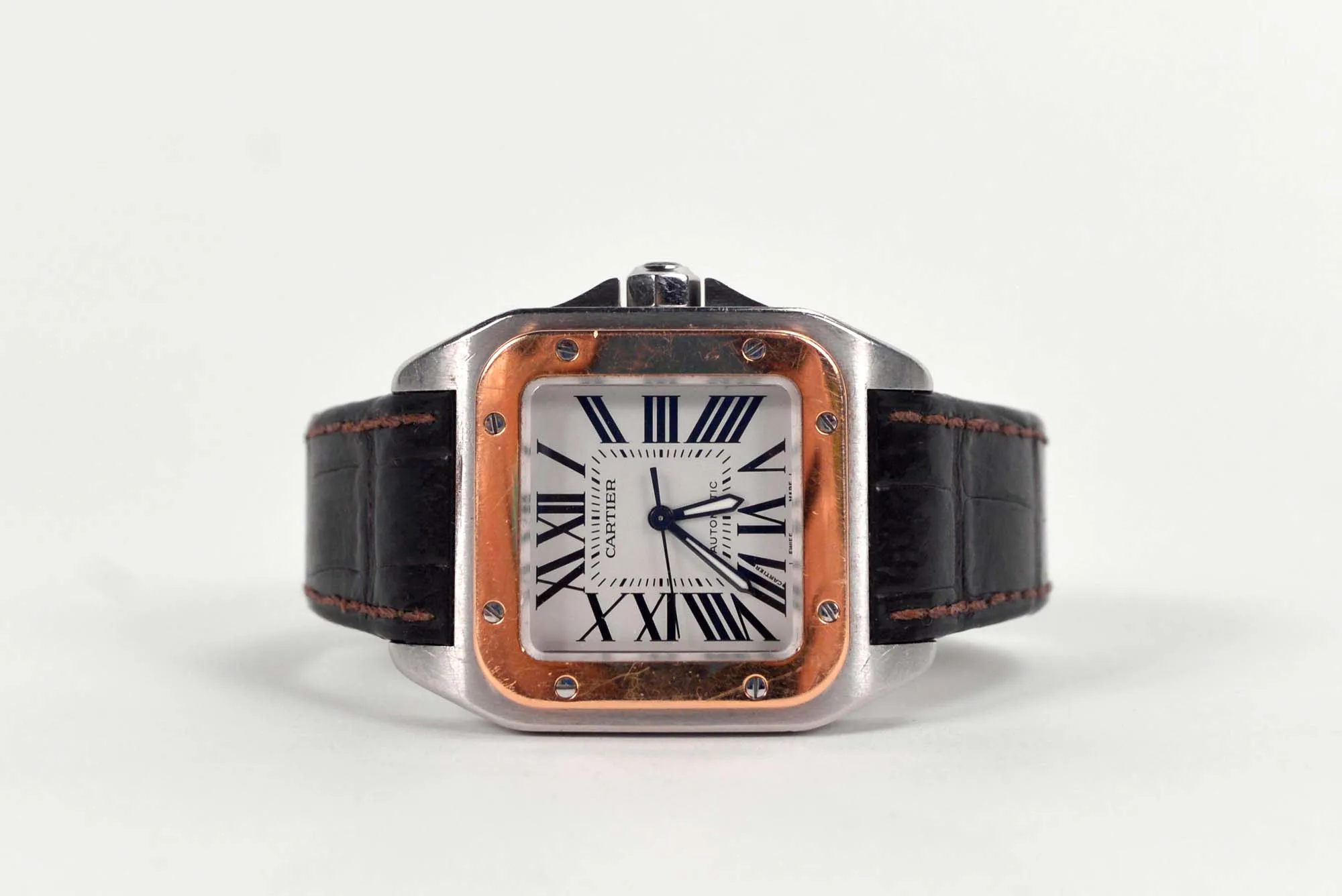 Cartier Santos 2878 31.5mm Yellow gold and stainless steel White
