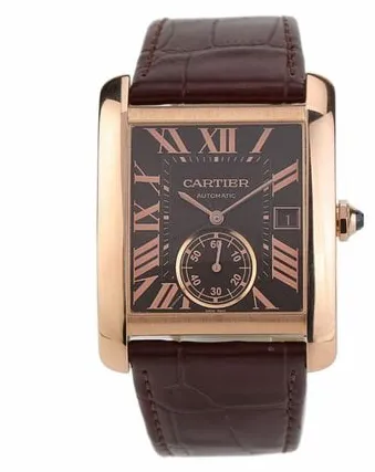 Cartier Tank W5330002 34.5mm Rose gold Brown