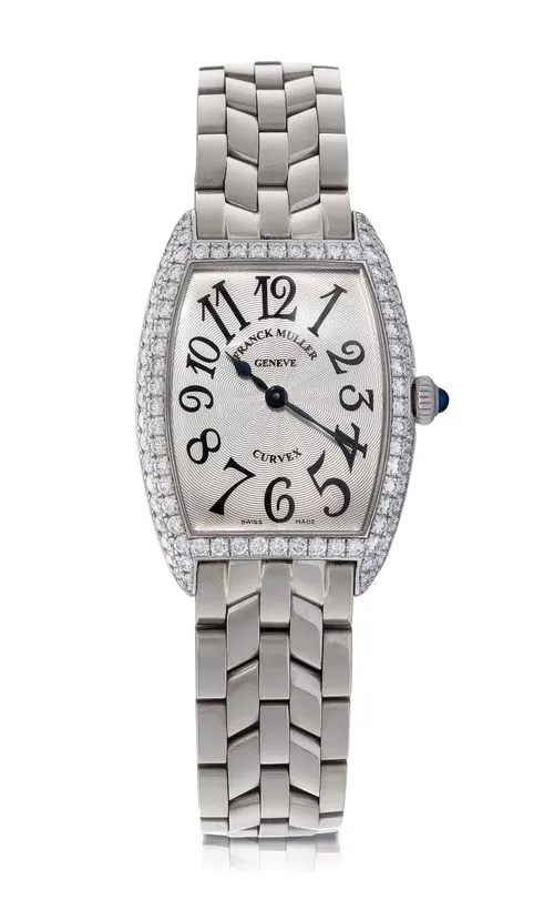 Franck Muller Cintree Curvex 1752 QZ D 25mm White gold and Diamond Silver