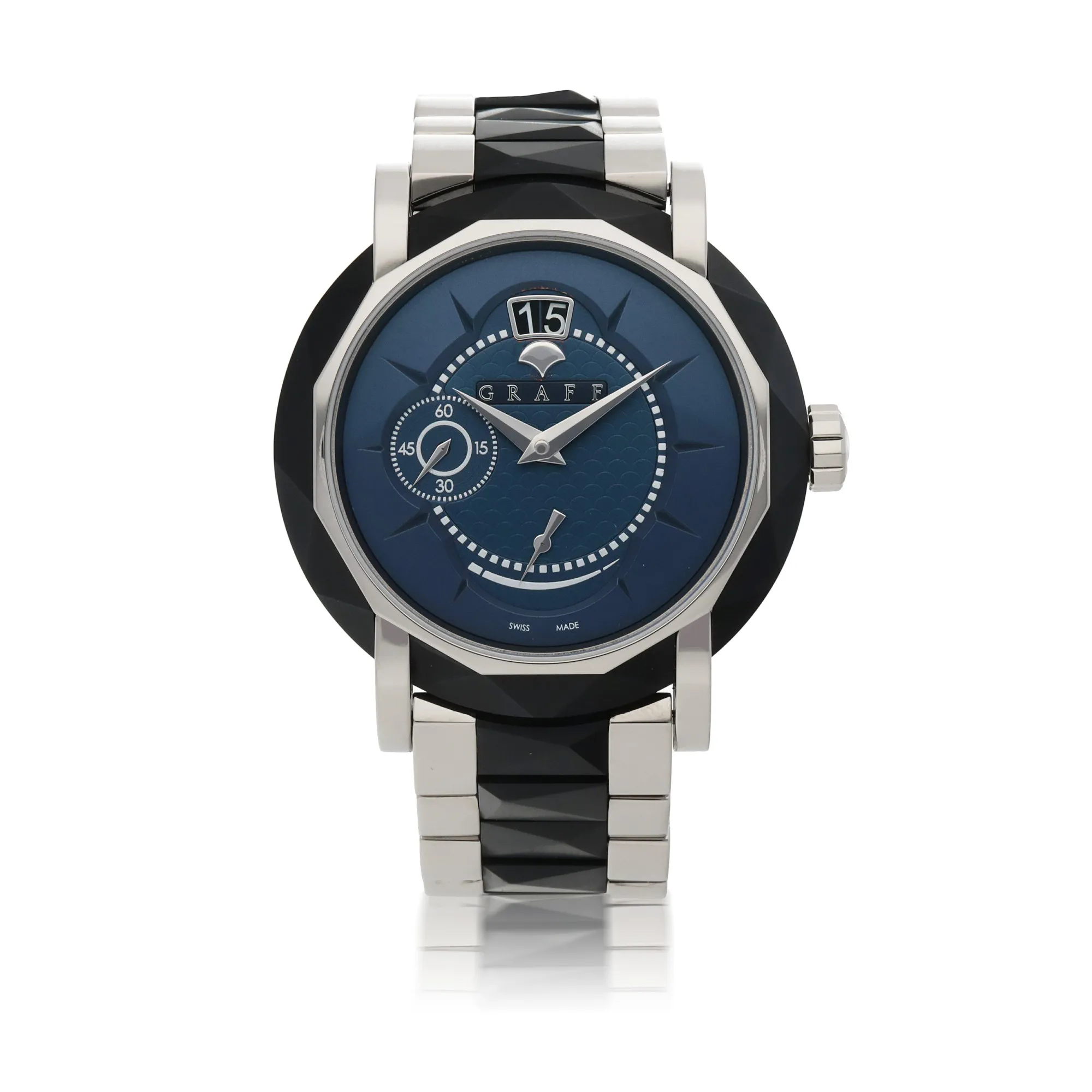 Graff Graffstar Grande Date GS45DLCWG 45mm White gold and Stainless steel Blue