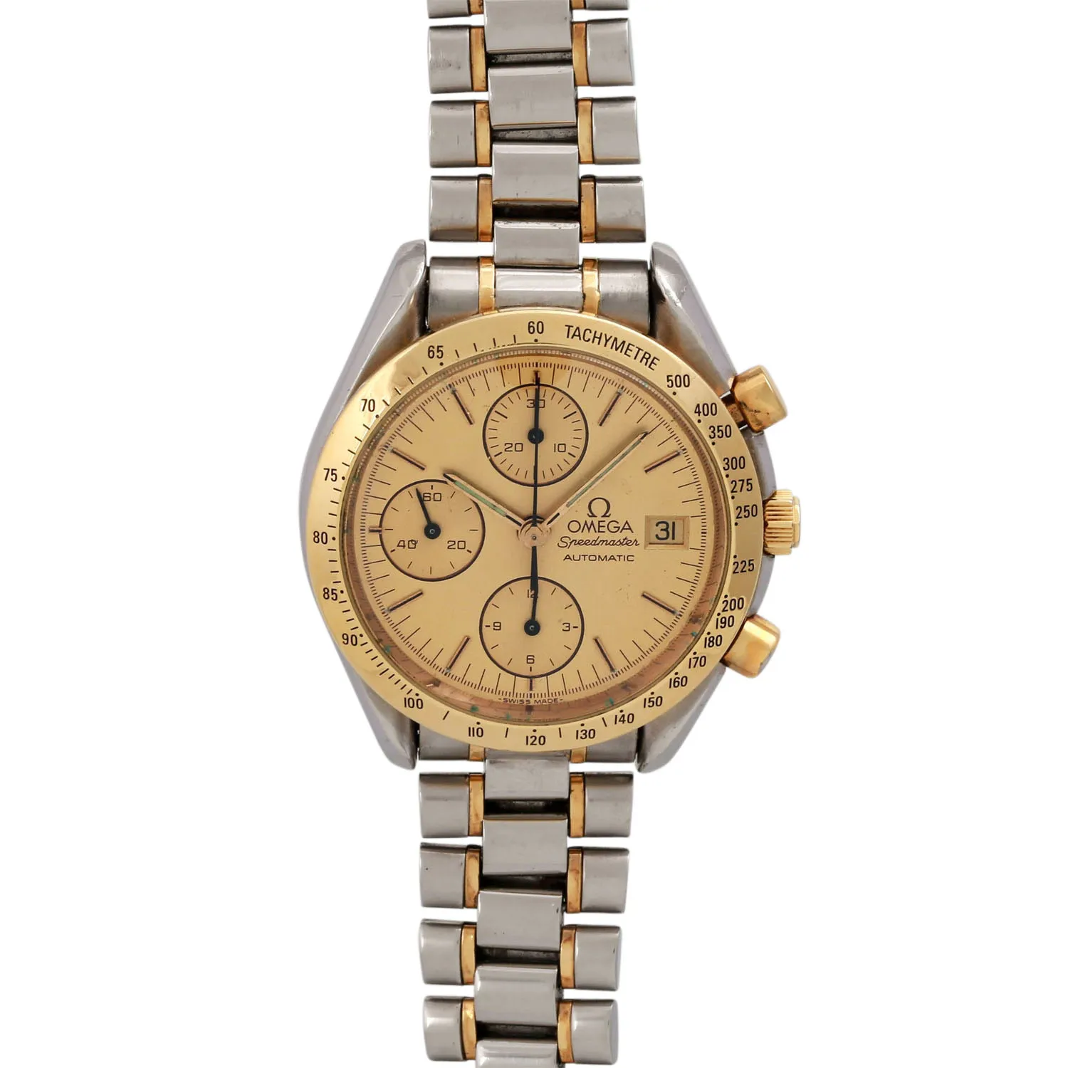 Omega Speedmaster Date 175.0043 37mm Yellow gold and stainless steel Champagne