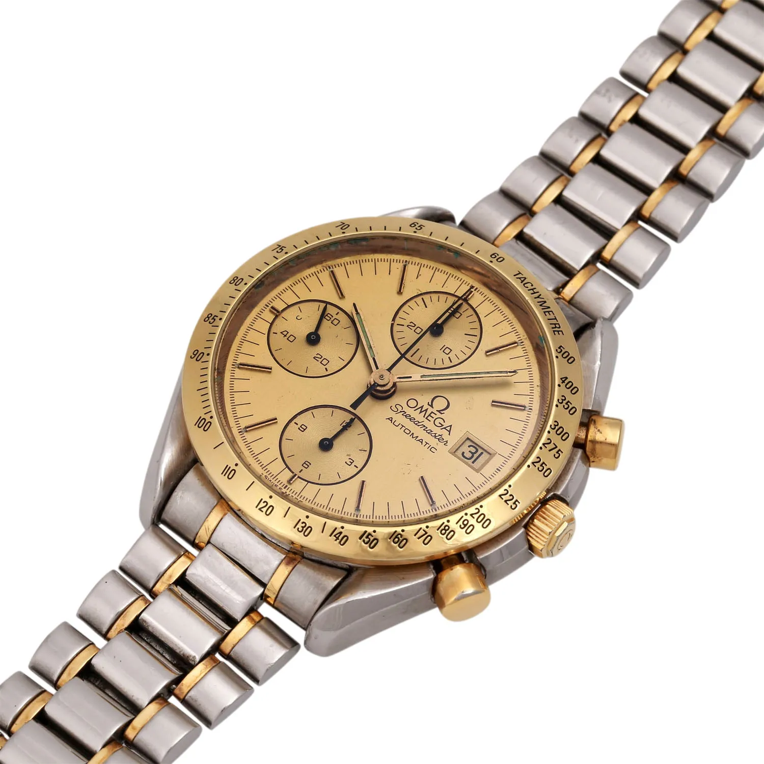 Omega Speedmaster Date 175.0043 37mm Yellow gold and stainless steel Champagne 3