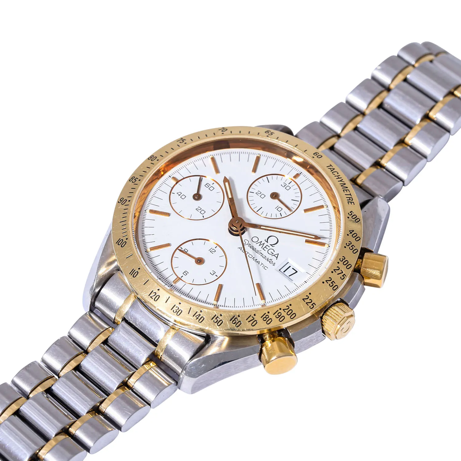 Omega Speedmaster Date 175.0043 39mm Yellow gold and stainless steel White 3