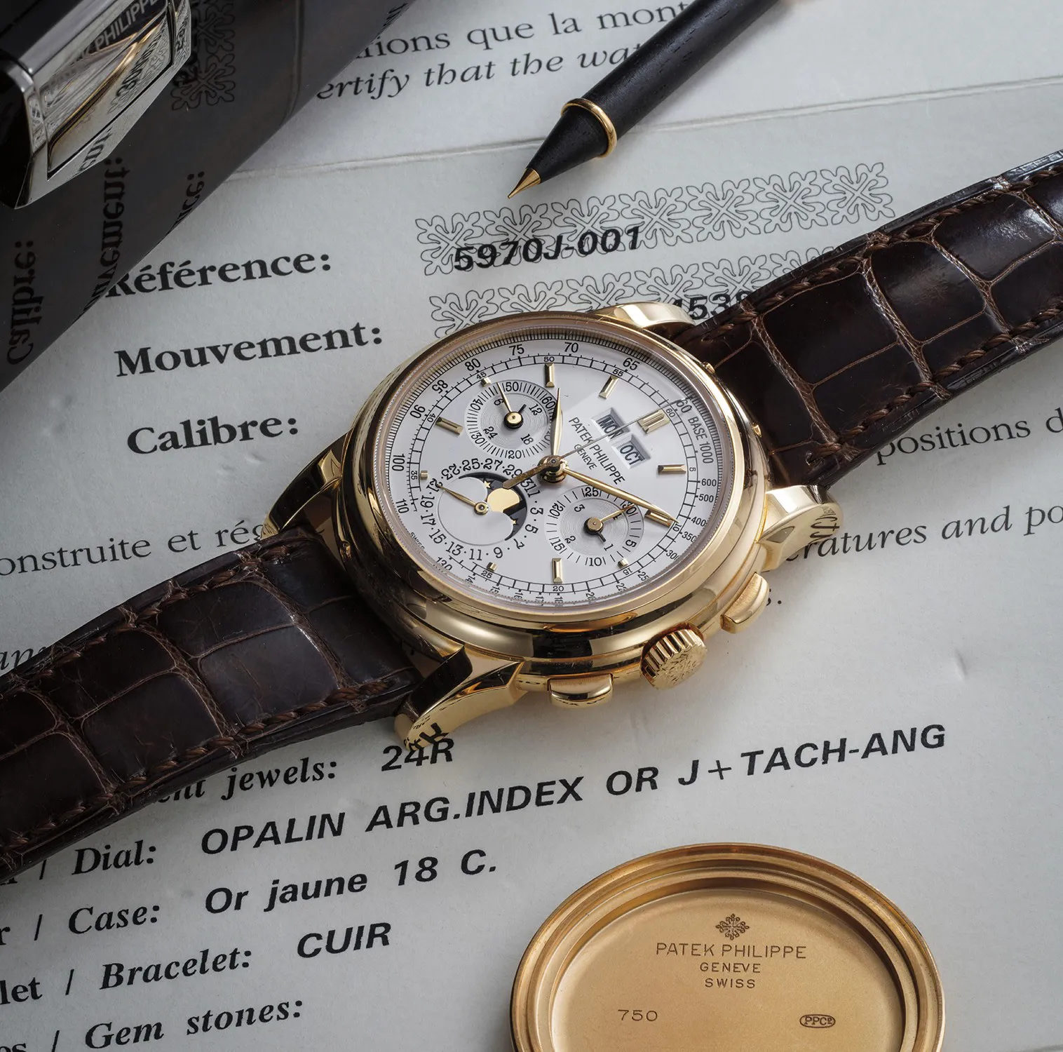 Patek Philippe Perpetual Calendar Chronograph 5970J-001 40mm Yellow gold Opaline 1