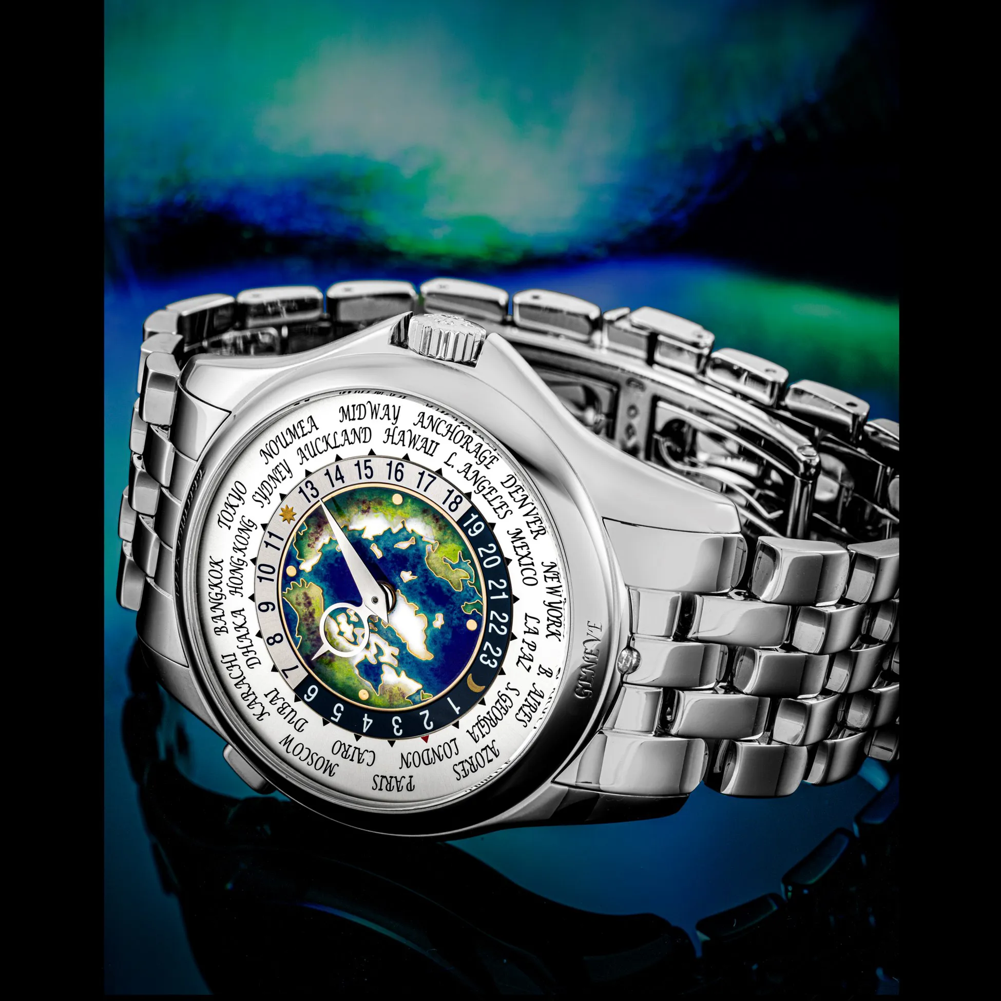 Patek Philippe World Time 5131/1P 39.5mm Platinum Enamel