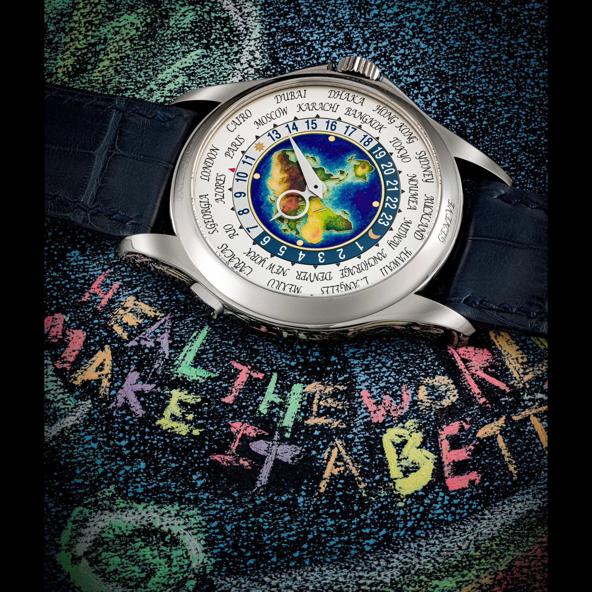 Patek Philippe World Time 5131G 39.5mm White gold Enamel