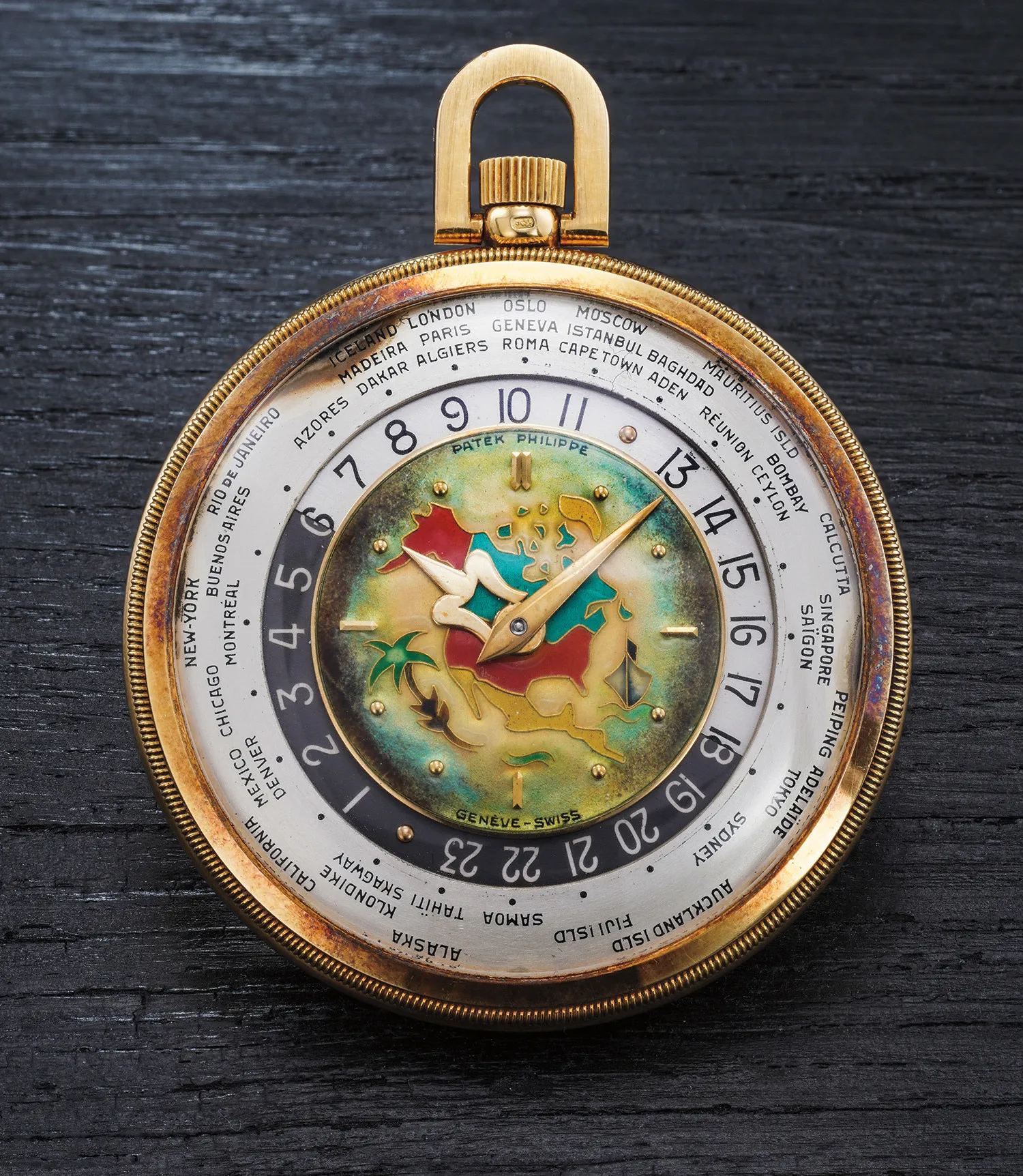 Patek Philippe World Time 605HU 45mm Yellow gold Enamel