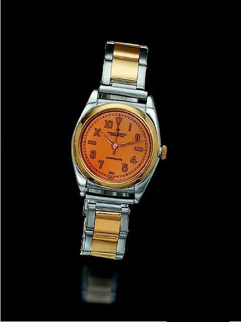 Rolex Oyst 3372 32mm 18K pink gold and stainless steel Champagne