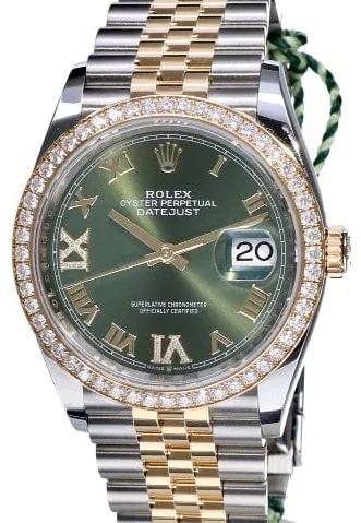 Rolex Datejust 36 126283RBR 36mm Yellow gold and Stainless steel Green