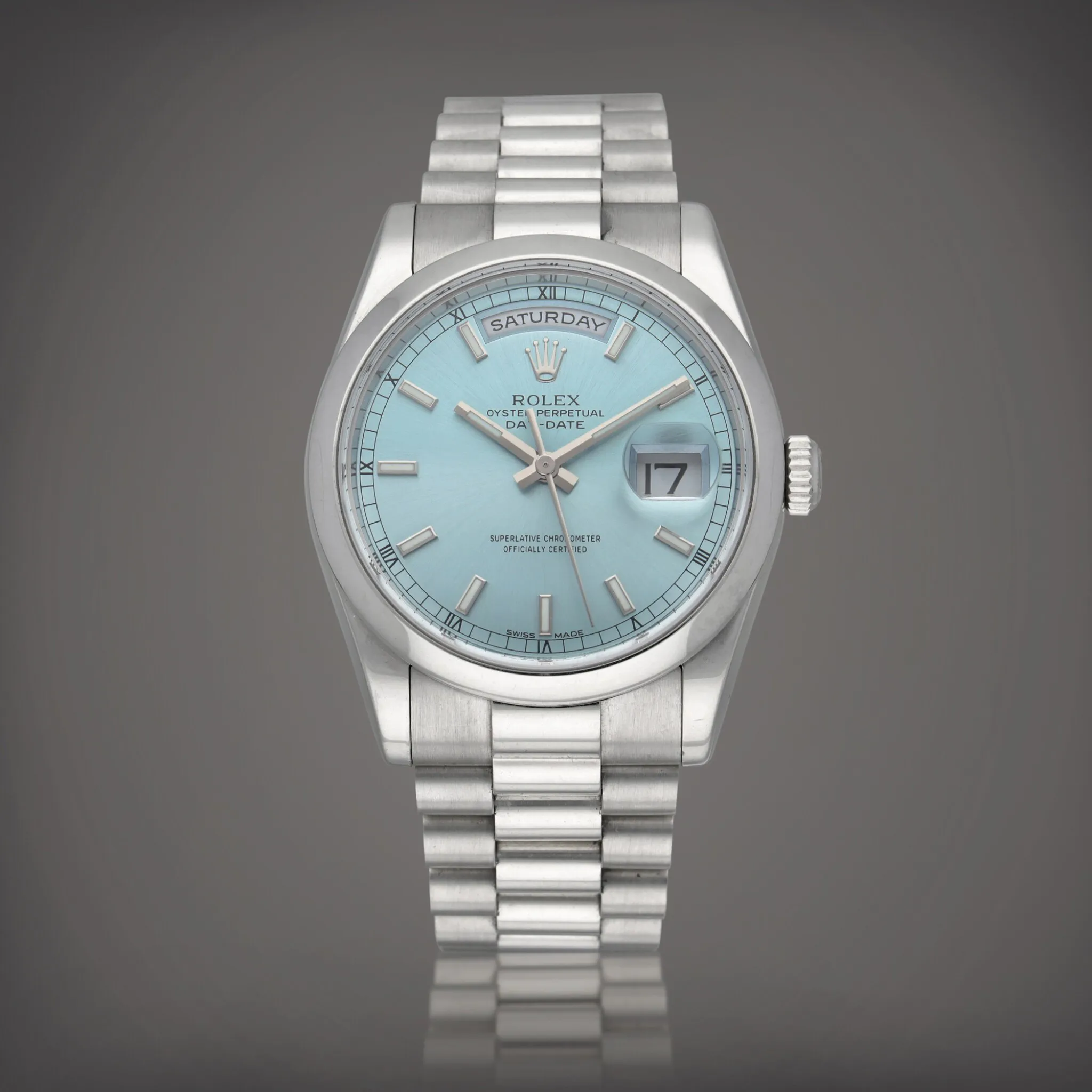 Rolex Day-Date 36 118206 36mm Platinum Blue