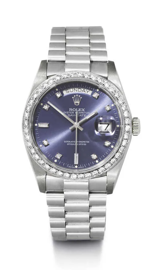 Rolex Day-Date 36 18049 36mm White gold and Diamond Blue