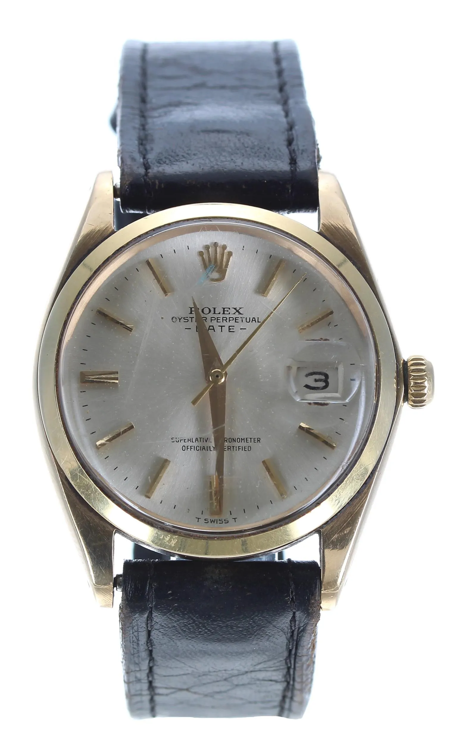 Rolex Oyster Perpetual Date 1500 35mm Yellow gold Silver