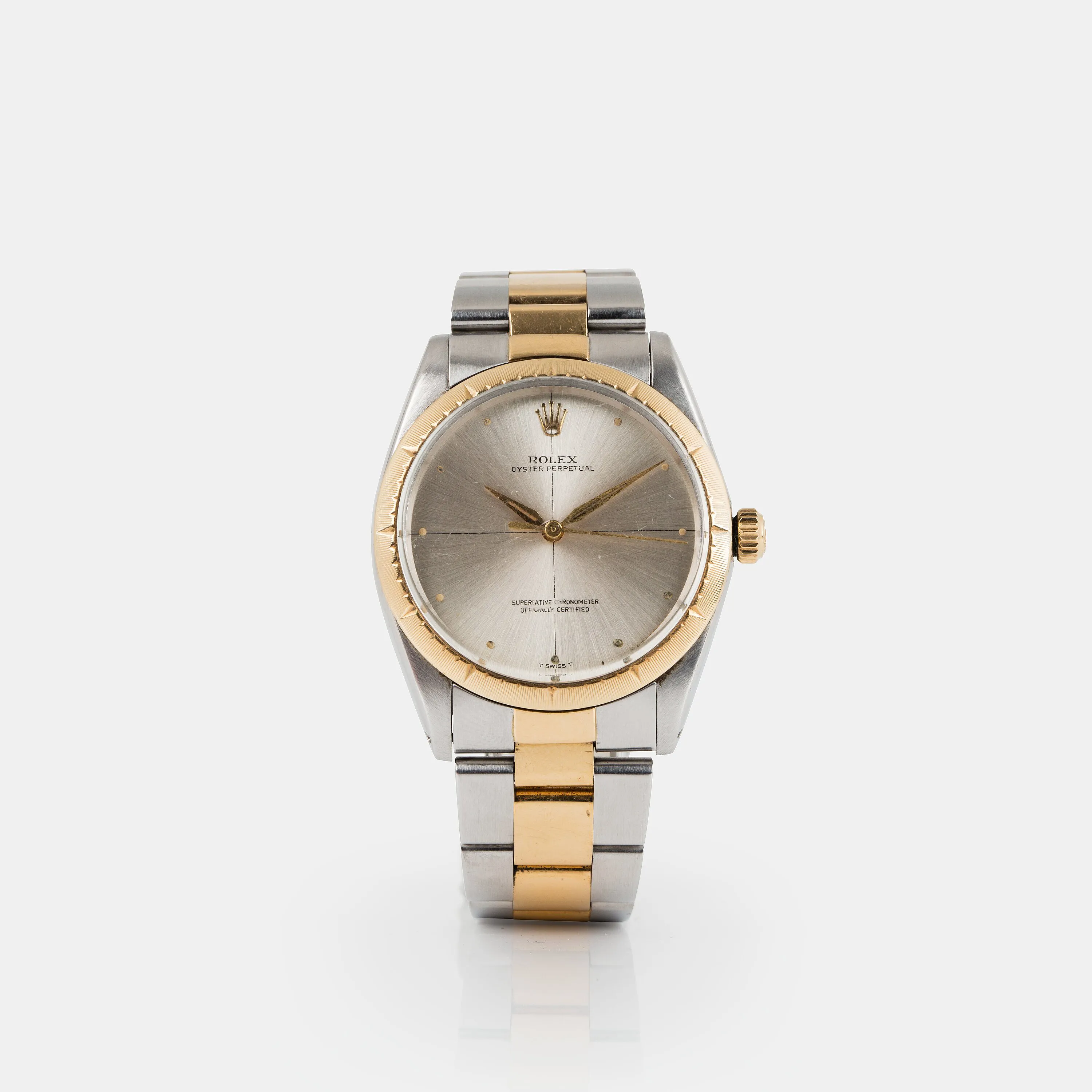 Rolex Oyster Perpetual 1008 40mm Yellow gold and stainless steel Silver
