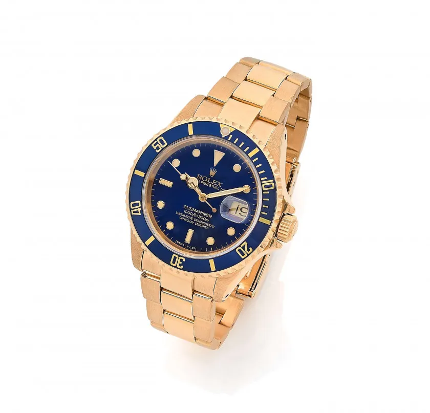 Rolex Submariner 16618 40mm Yellow gold Blue