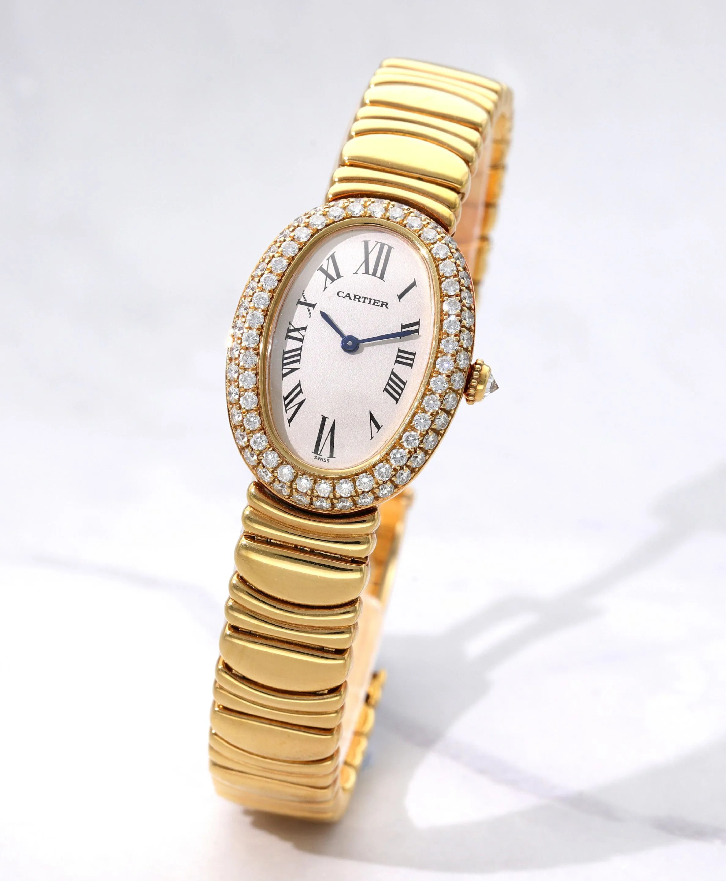 Cartier Baignoire 1954 22mm Yellow gold Silver