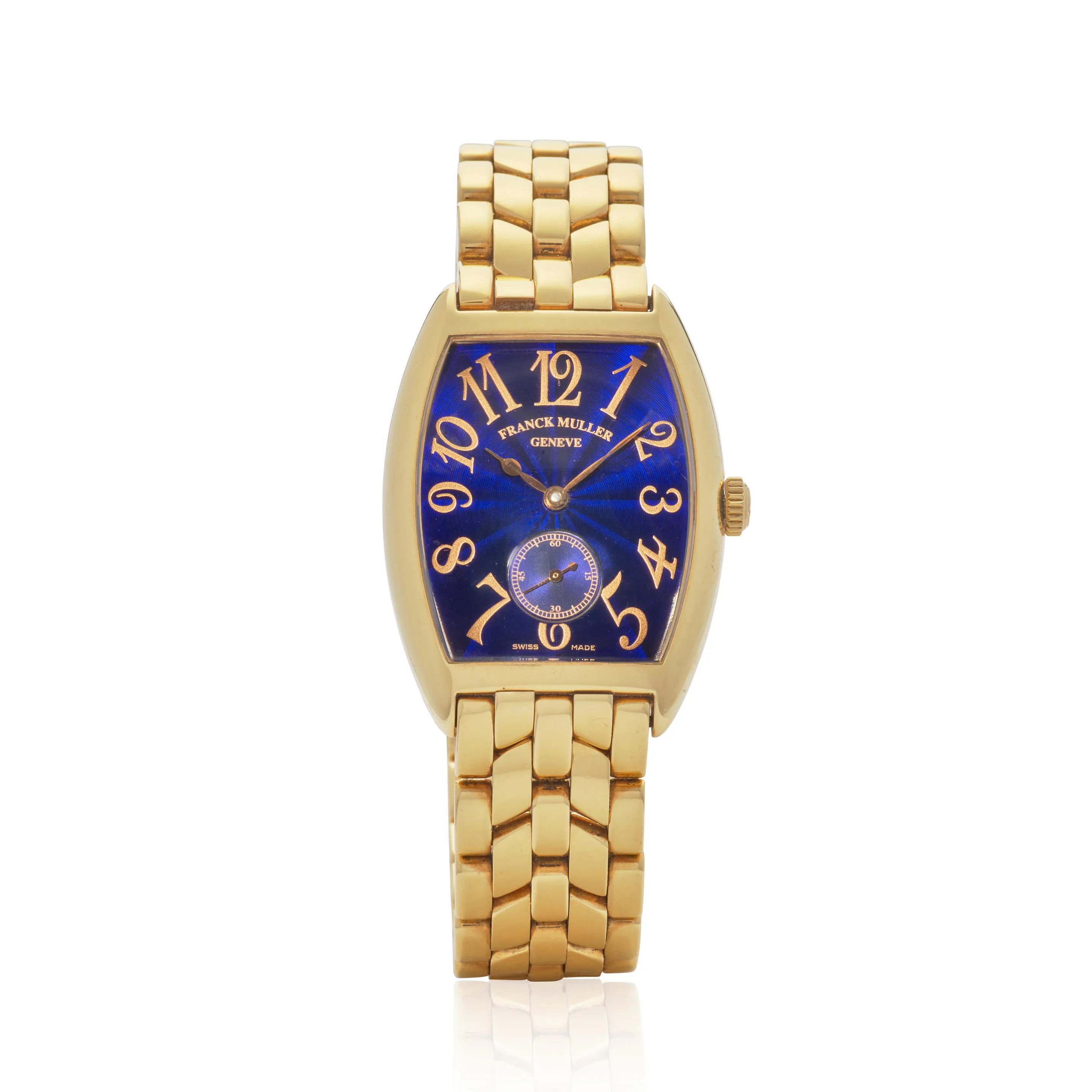 Franck Muller Cintree Curvex 1750 S6 28mm Yellow gold Blue