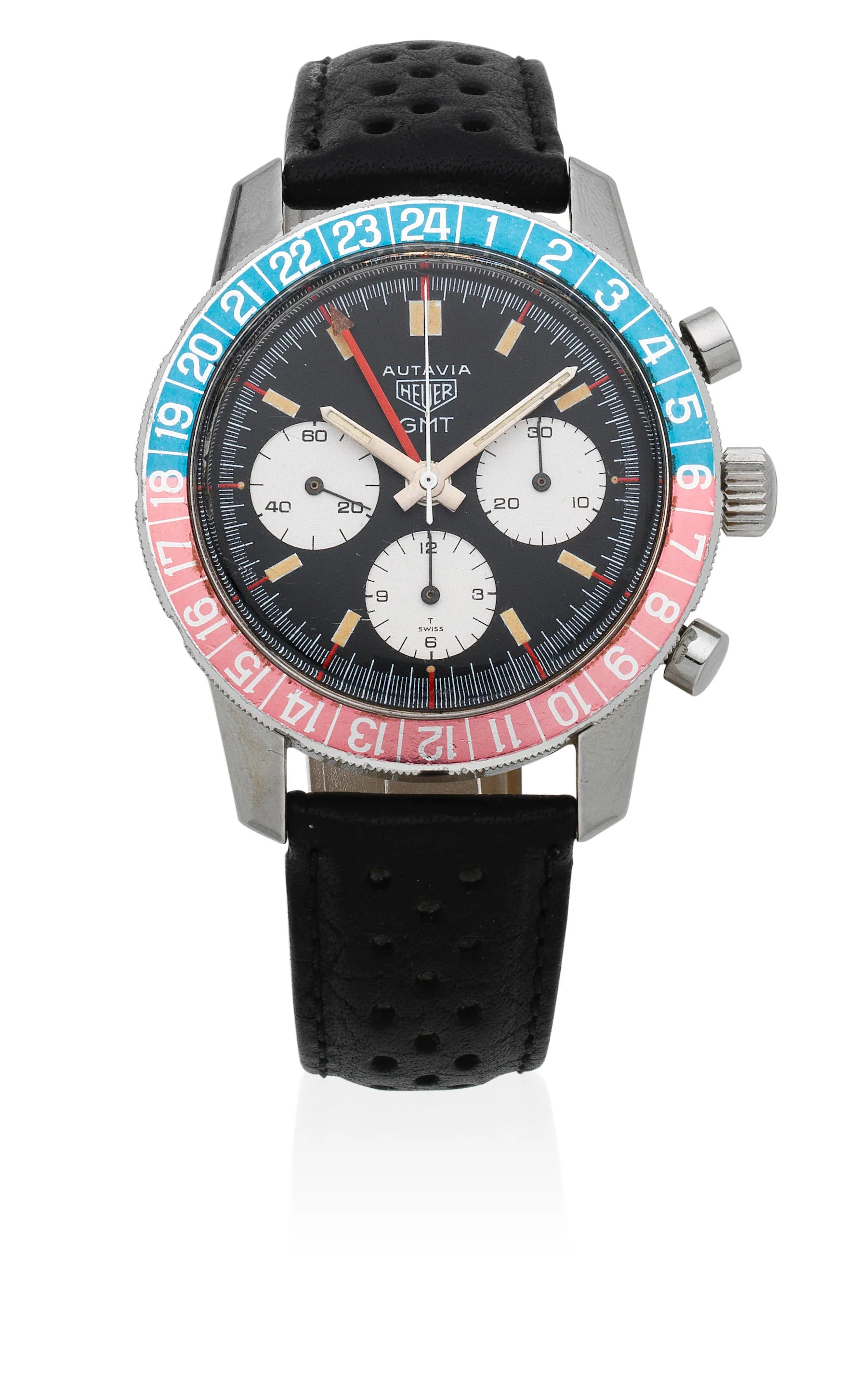 Heuer Autavia GMT 2446C 40mm Stainless steel Black