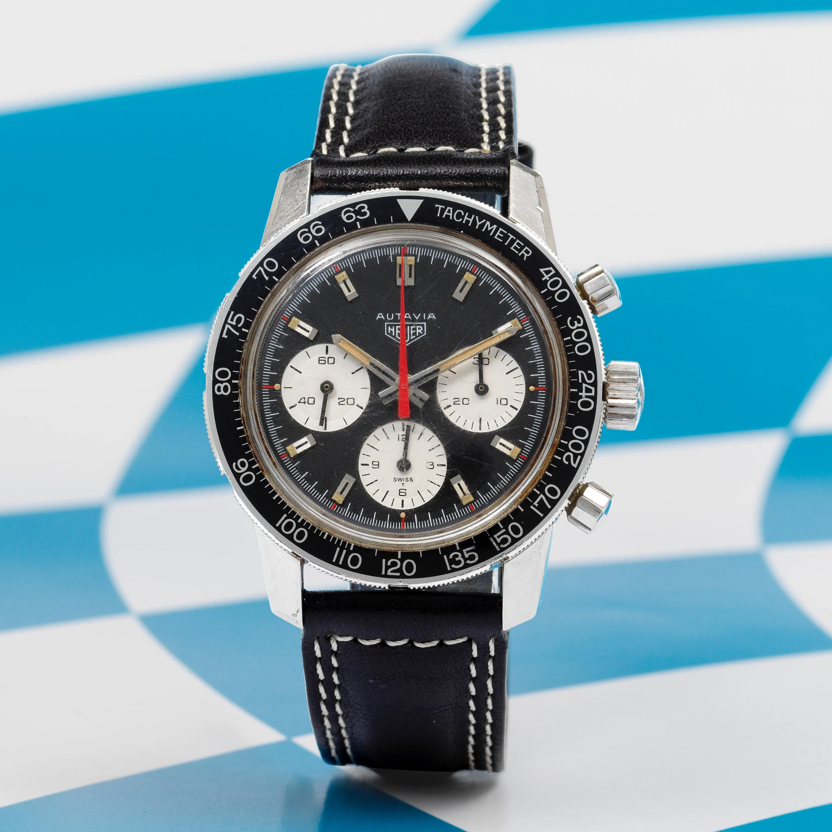 Heuer Autavia 2446C 40mm Stainless steel Black