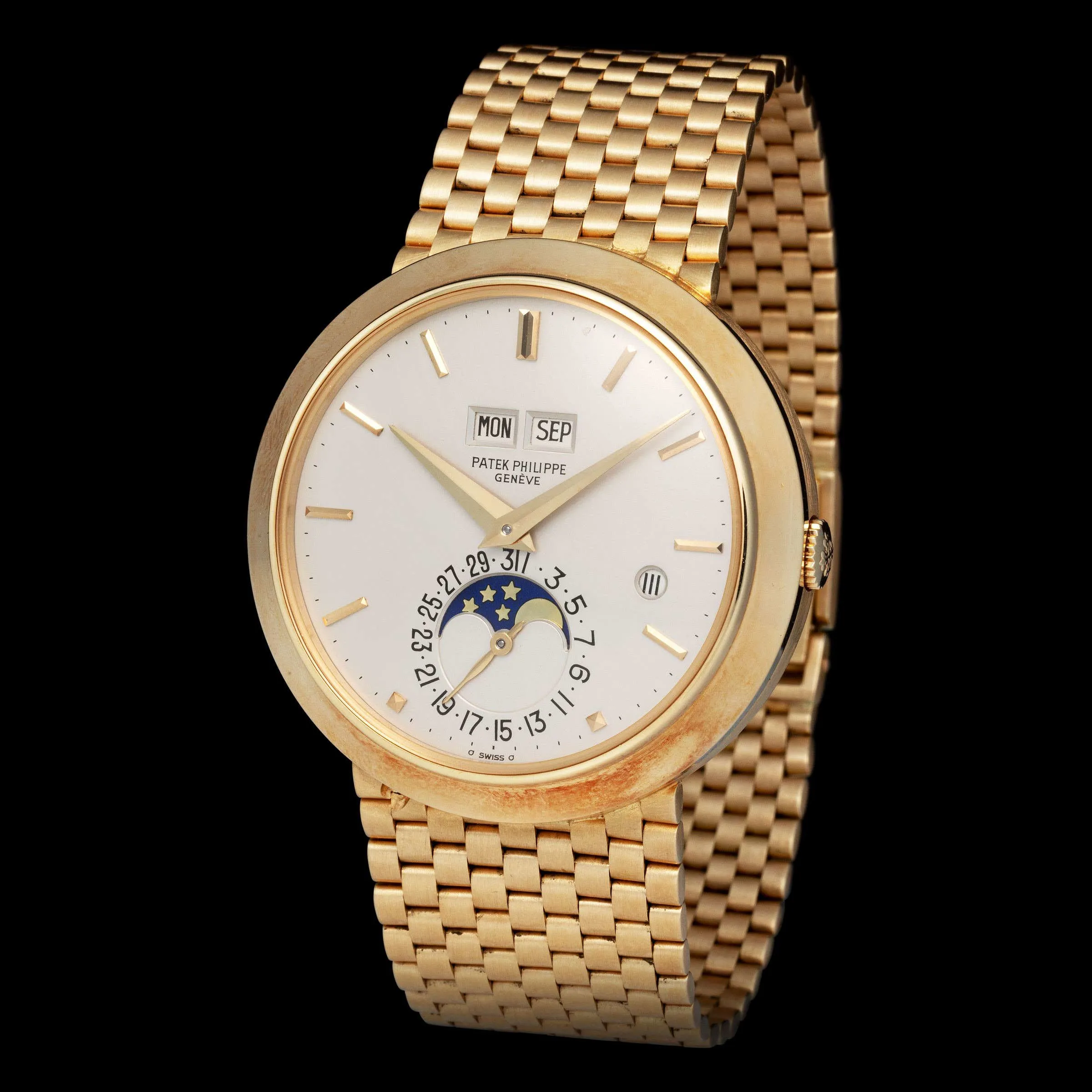 Patek Philippe Perpetual Calendar 3450/1 37.5mm Yellow gold Silver