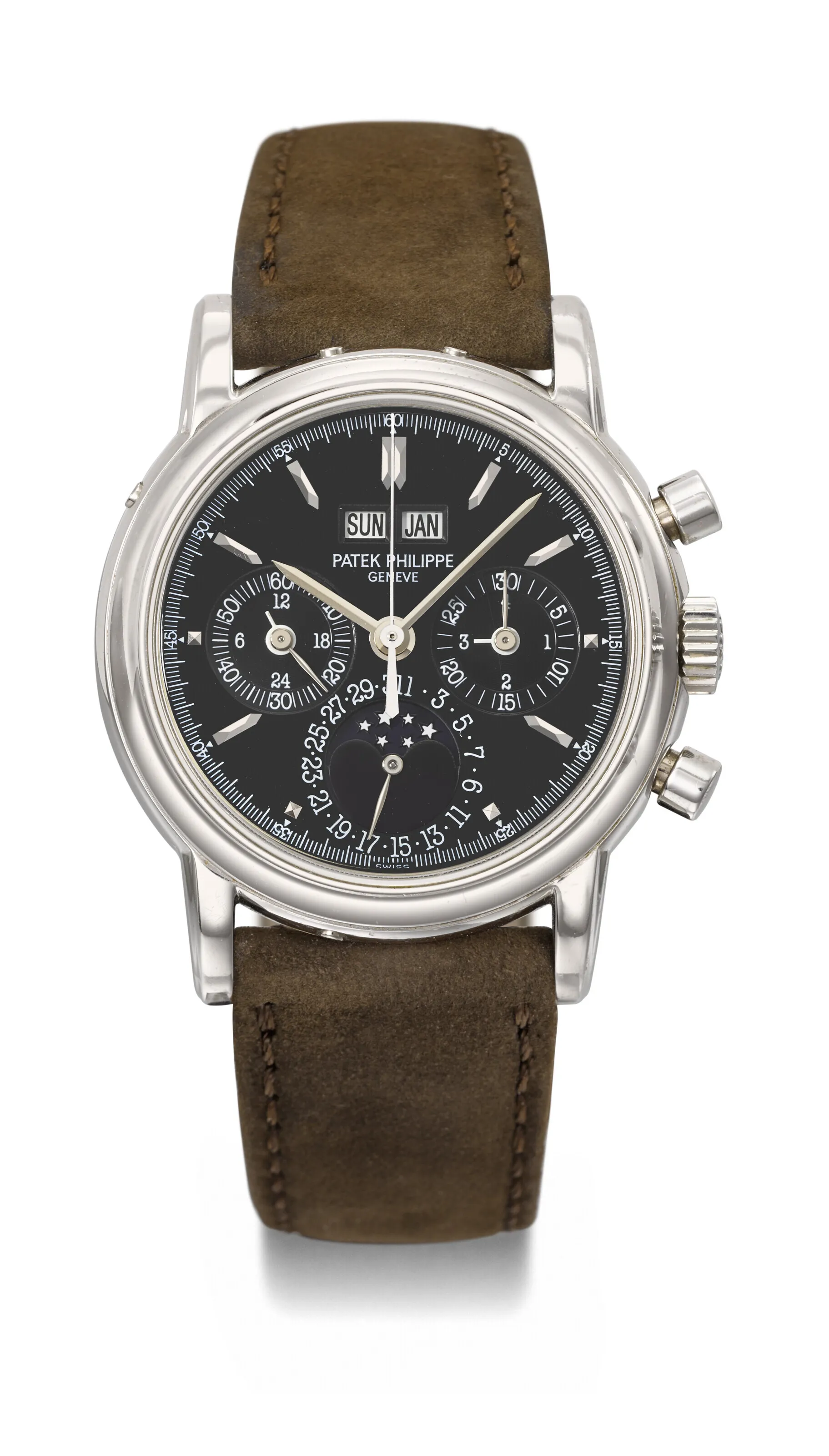 Patek Philippe Perpetual Calendar Chronograph 3970EP 36mm Platinum Black