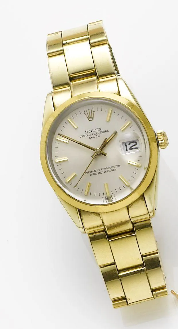 Rolex Oyster Perpetual Date 15505 34mm Yellow gold Silver