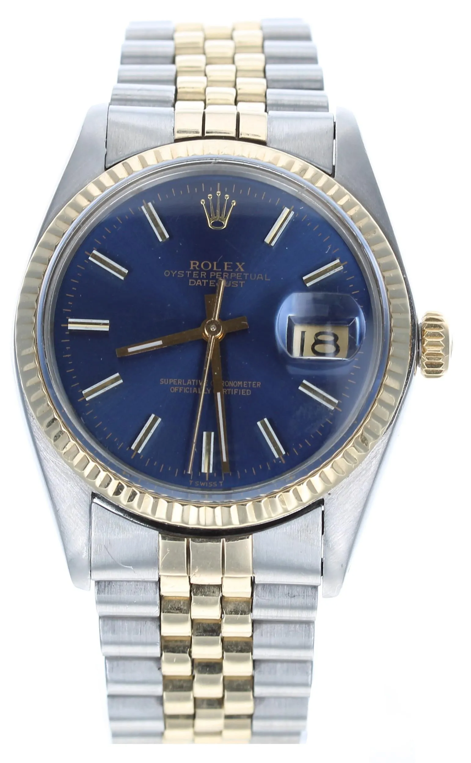 Rolex Datejust 36 16013 36mm Yellow gold and stainless steel Blue