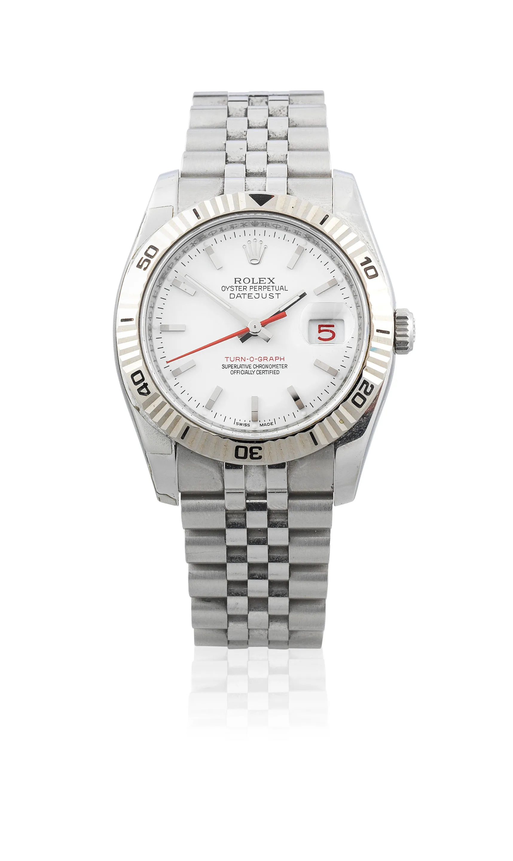 Rolex Datejust Turn-O-Graph 116264 37mm White gold and Stainless steel White