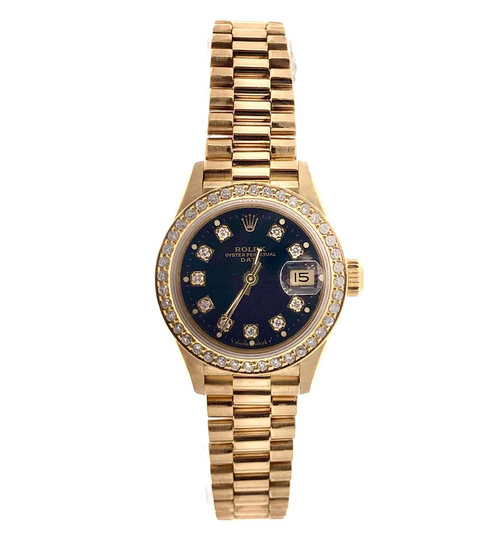 Rolex Lady-Datejust 69138 32mm Yellow gold Black