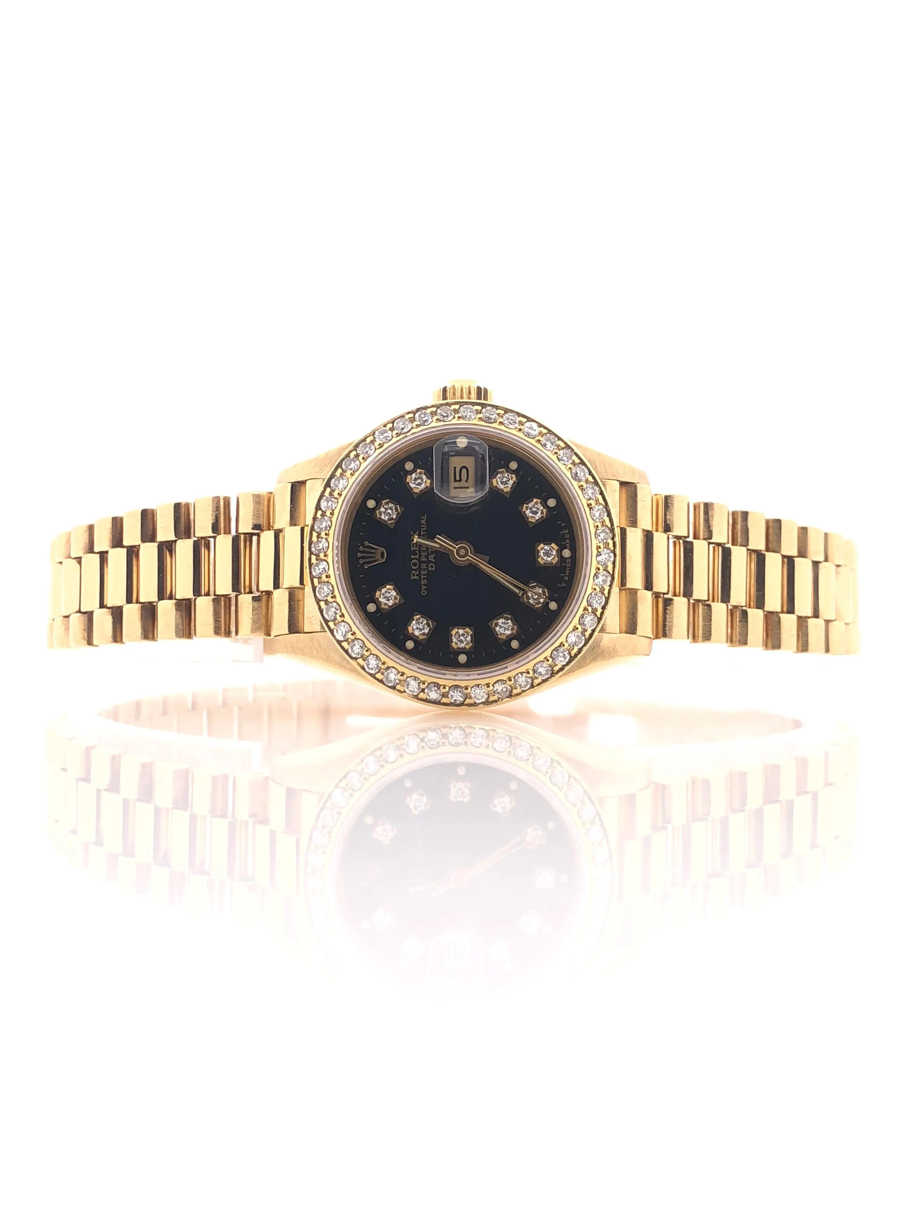 Rolex Lady-Datejust 69138 32mm Yellow gold Black 2