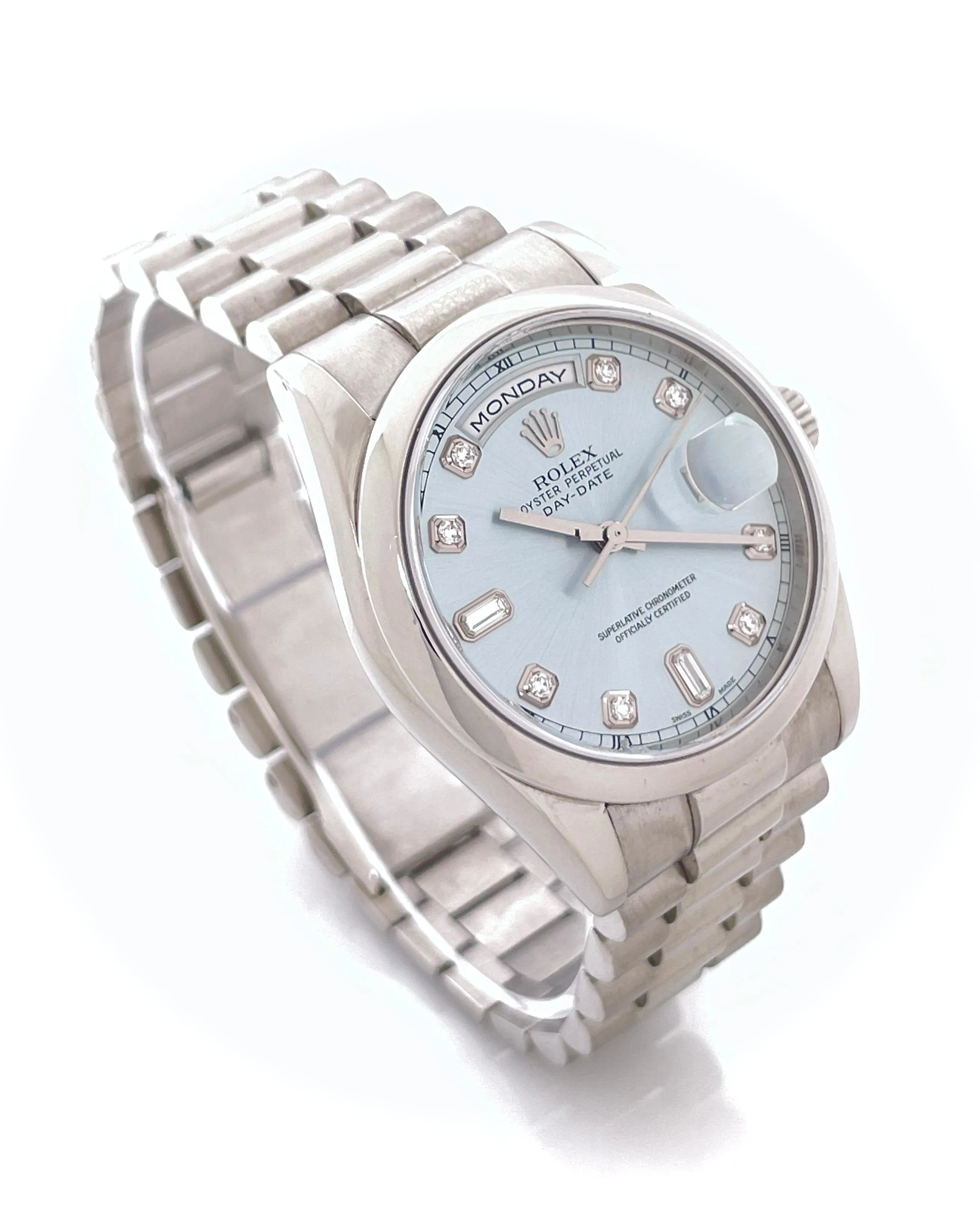 Rolex Day-Date 36 118206 36mm Platinum Blue 4