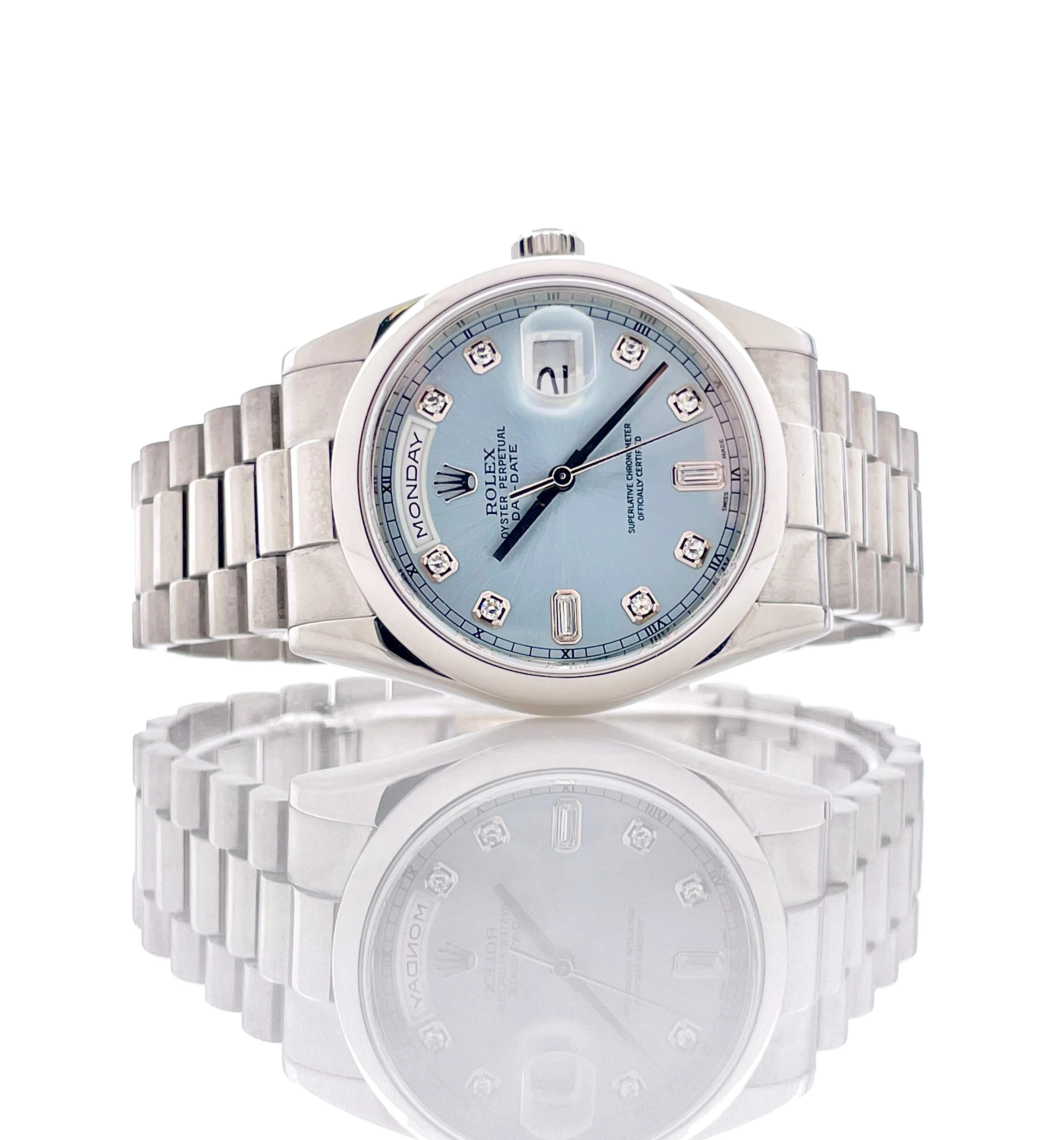 Rolex Day-Date 36 118206 36mm Platinum Blue 3