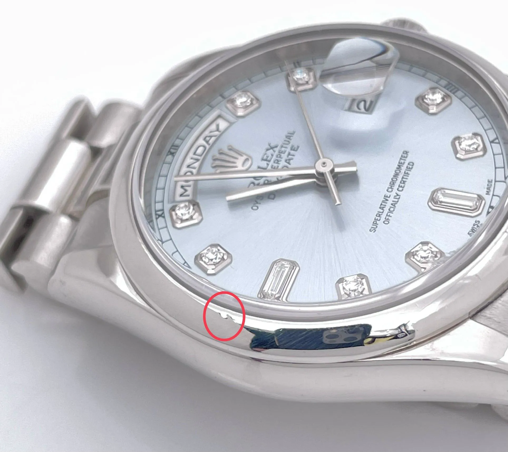 Rolex Day-Date 36 118206 36mm Platinum Blue 17