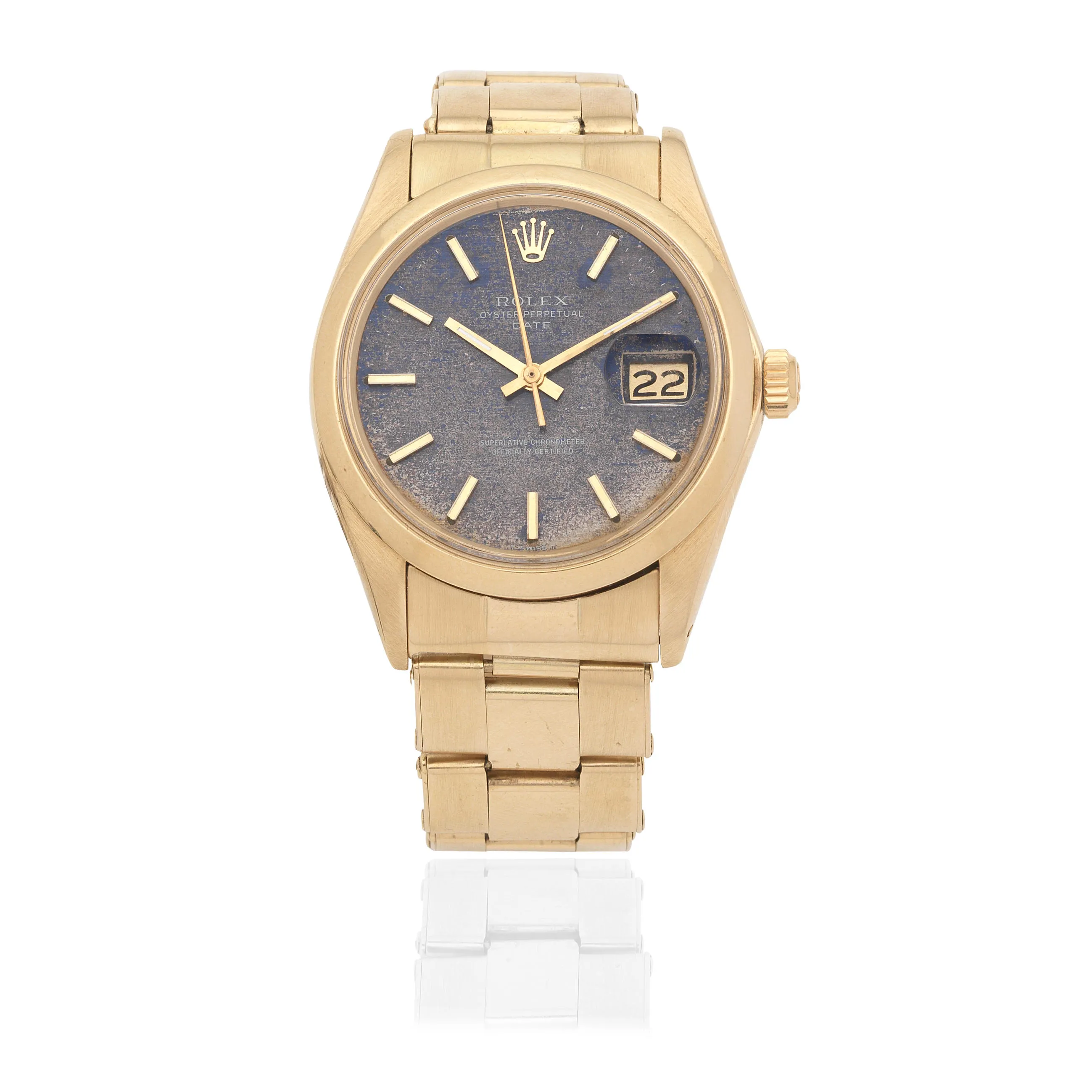 Rolex Oyster Perpetual Date 1500 35mm Yellow gold Blue
