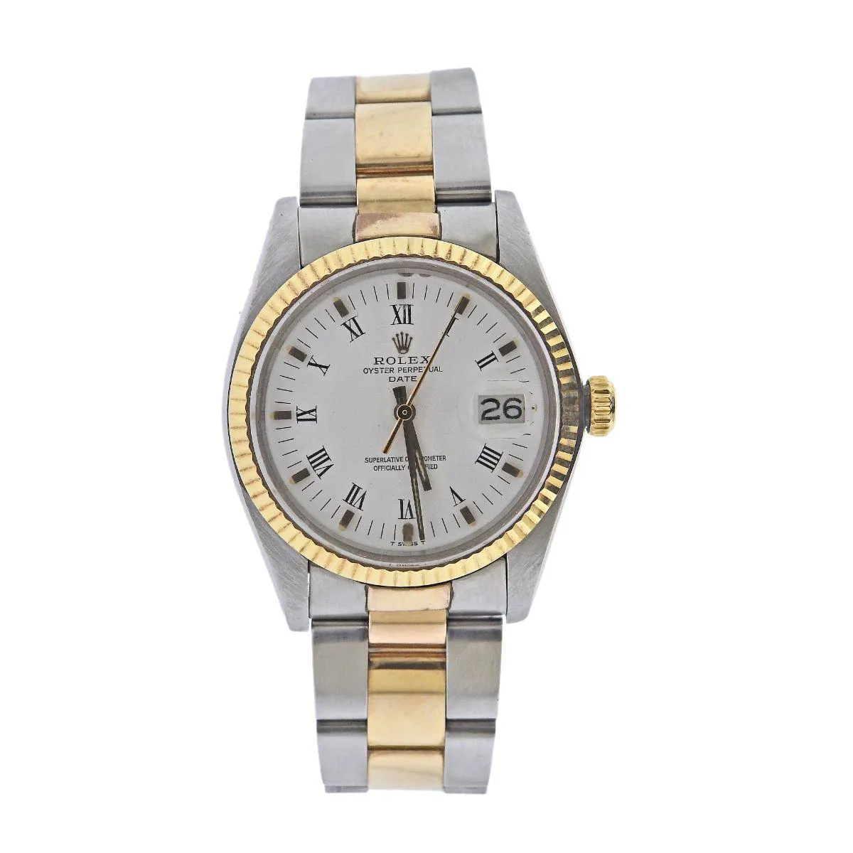 Rolex Oyster Perpetual Date 1500 34mm Yellow gold and stainless steel White