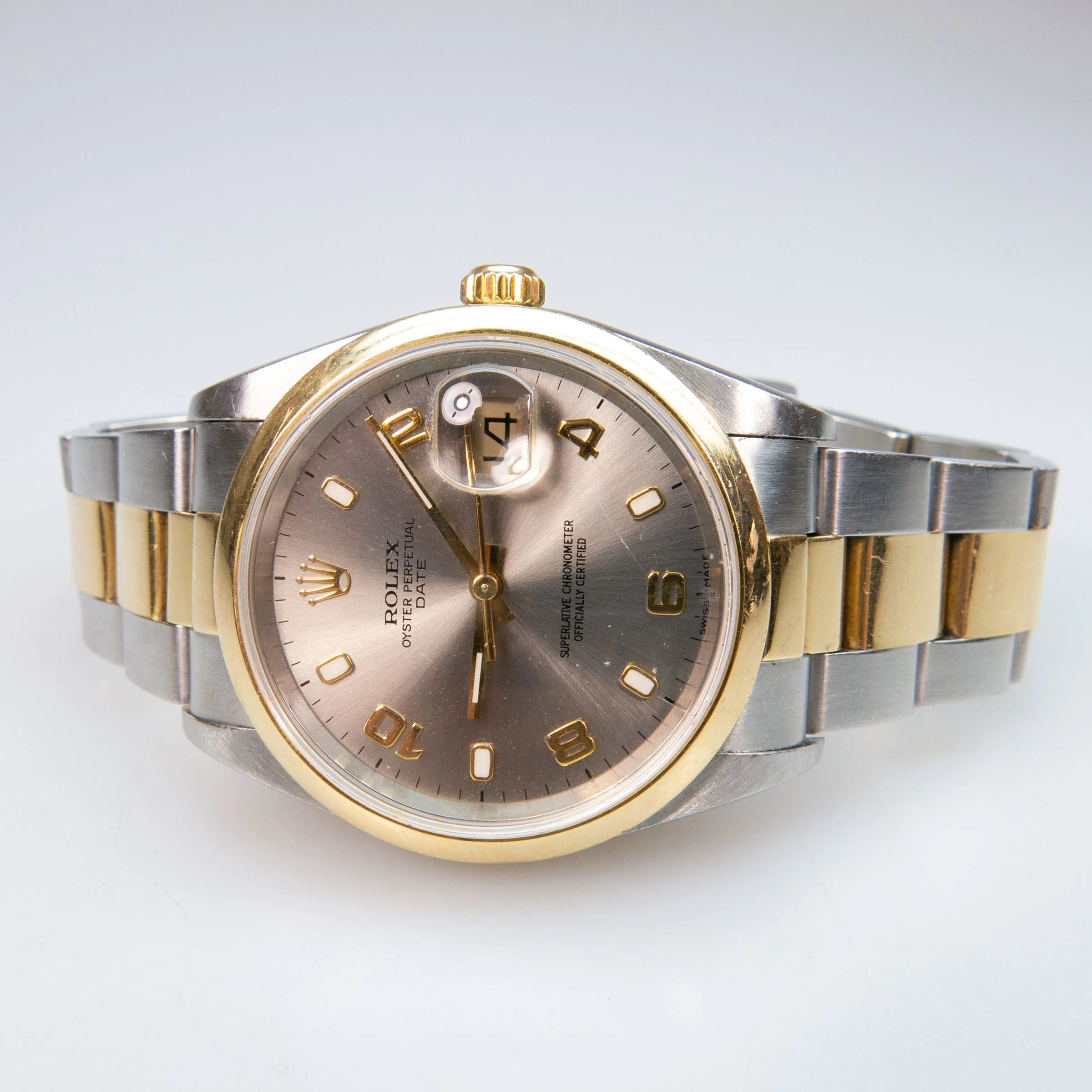 Rolex Oyster Perpetual Date 15203 34mm Yellow gold and Stainless steel Silver