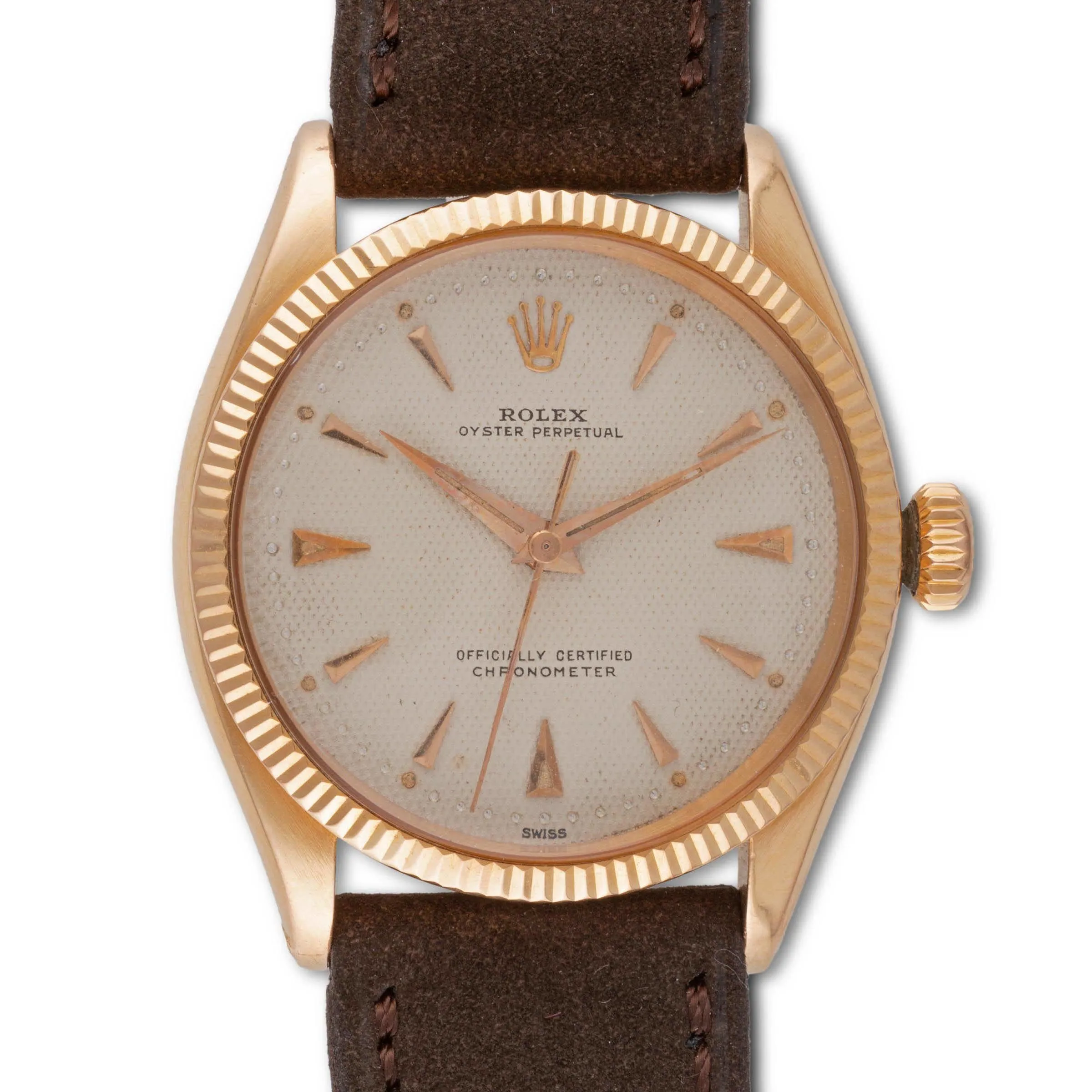 Rolex Oyster Perpetual 6285 34mm Rose gold Champagne