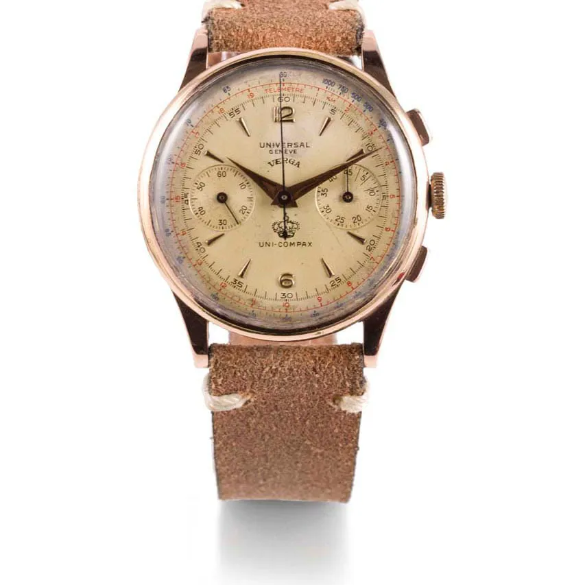 Universal Genève Compax 124103 36mm Rose gold Champagne