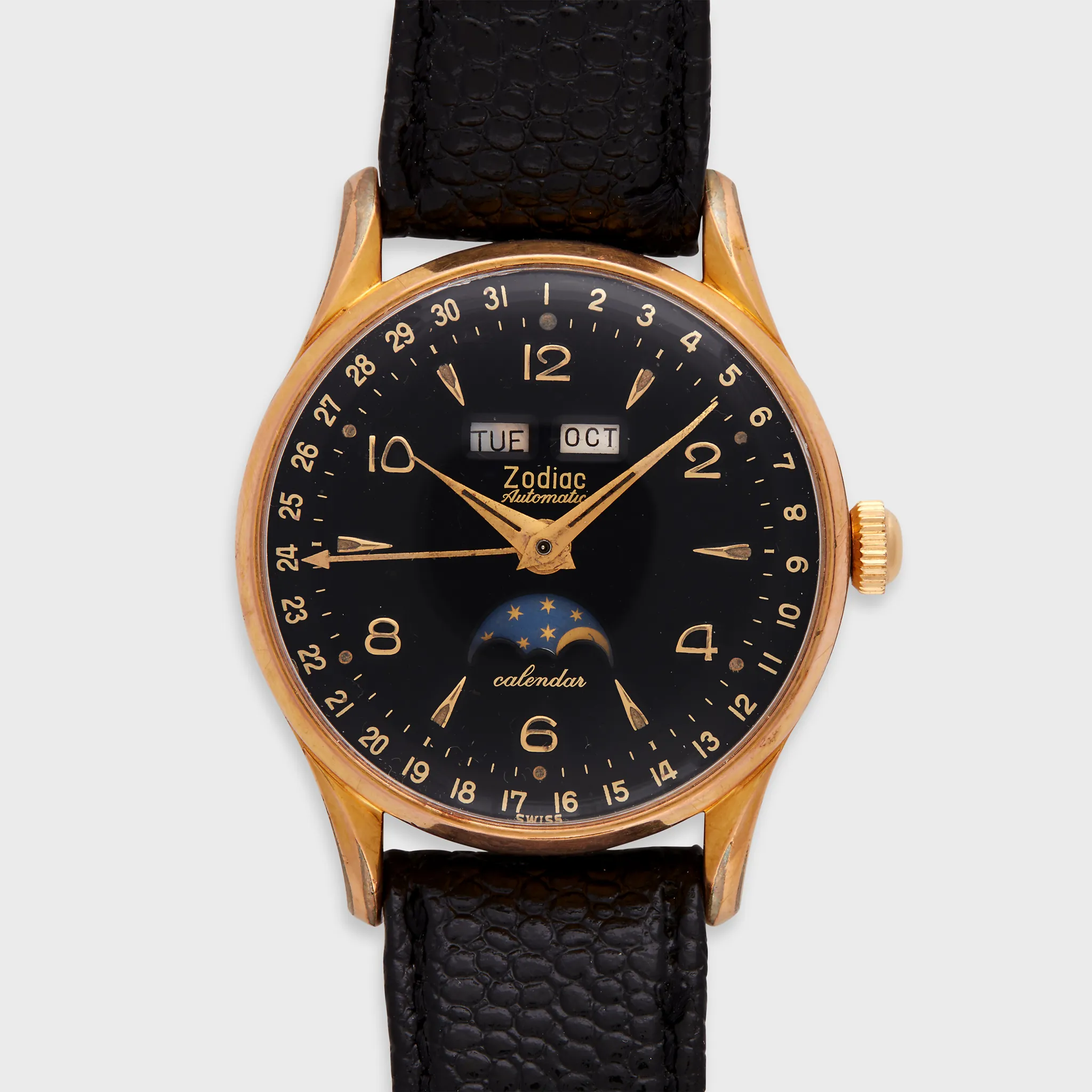 Zodiac 908 34mm Stainless steel and Gold-plated Black