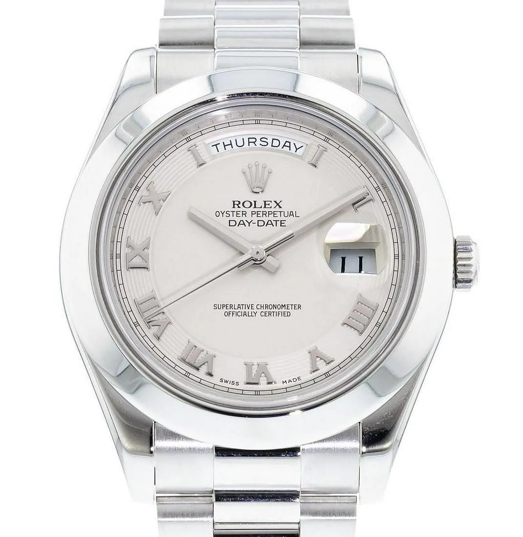 Rolex Day-Date II 218206 Platinum Silver