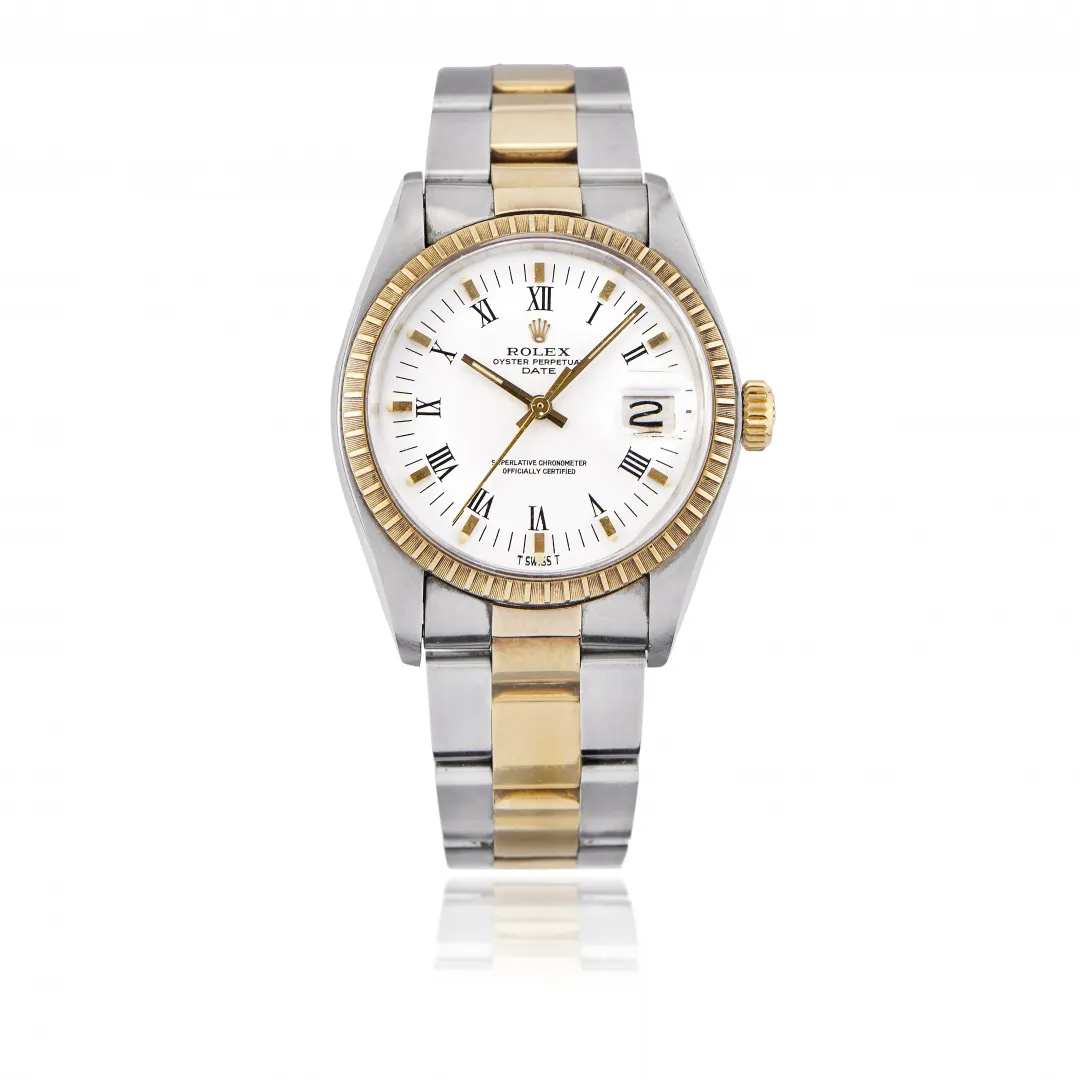 Rolex Oyster Perpetual Date 1505 34mm Yellow gold and Stainless steel White