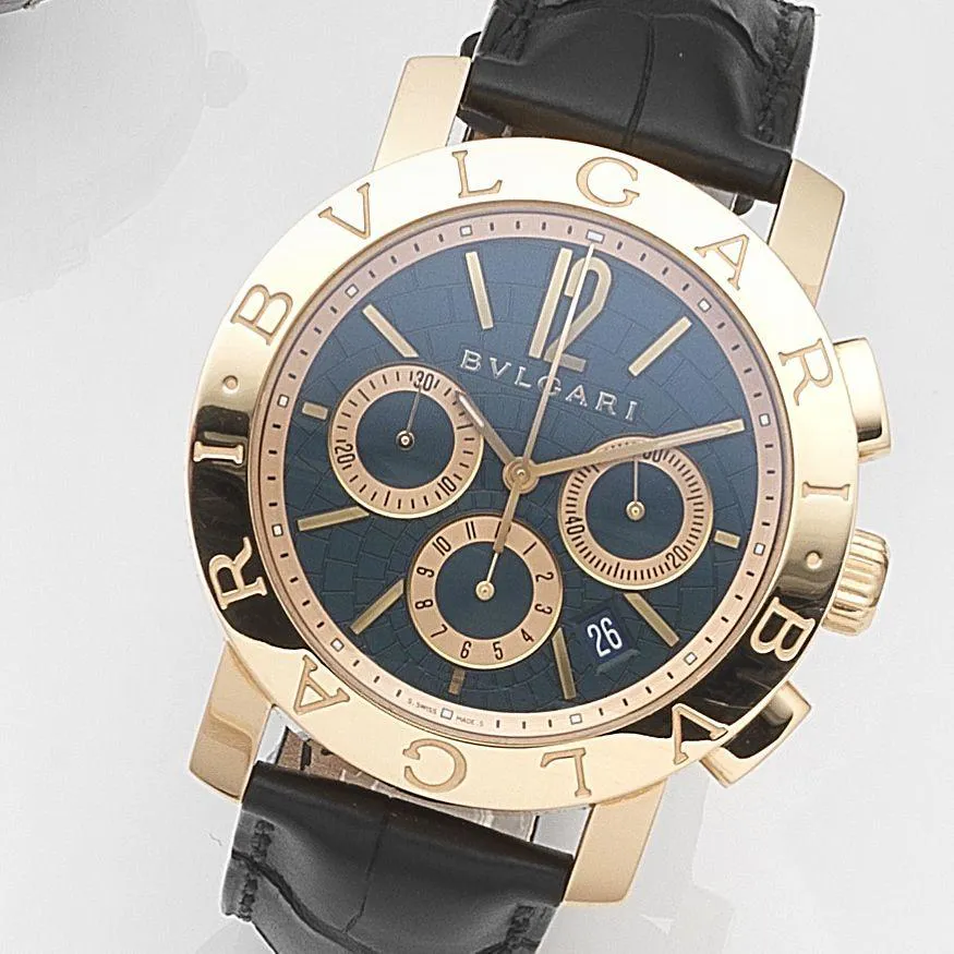 Bulgari Diagono BBP42GLCH 42mm Rose gold Blue