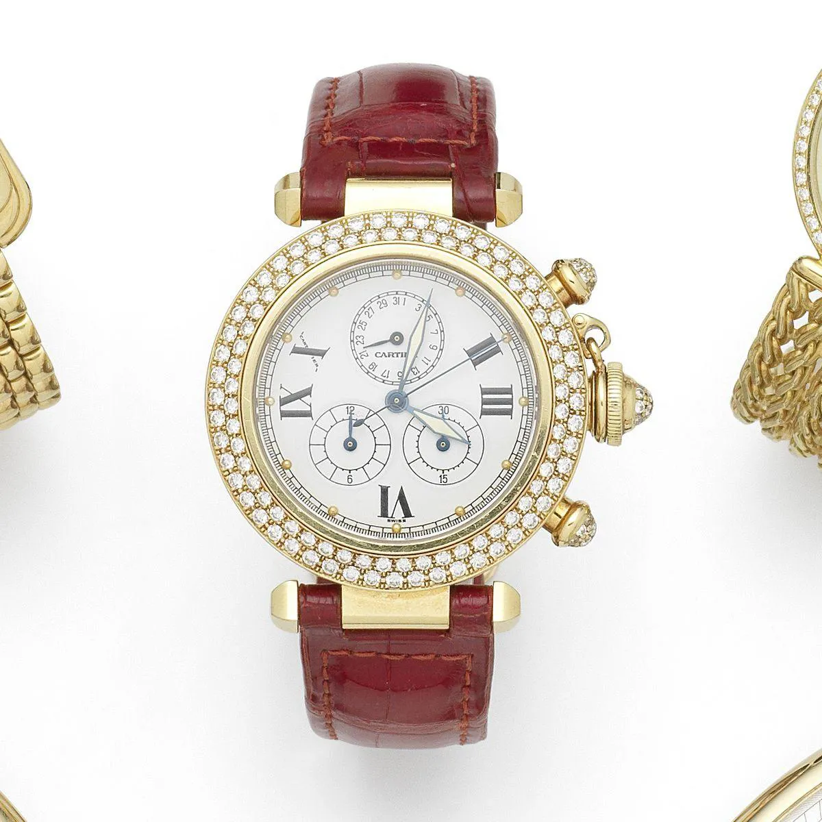 Cartier Pasha 1354 35mm Yellow gold and diamond-set Silver