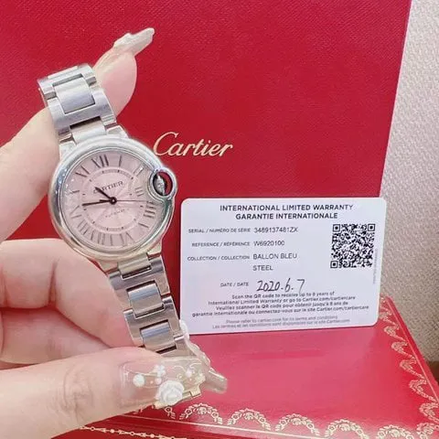 Cartier Ballon Bleu 33mm W6920100 33mm Stainless steel Pink