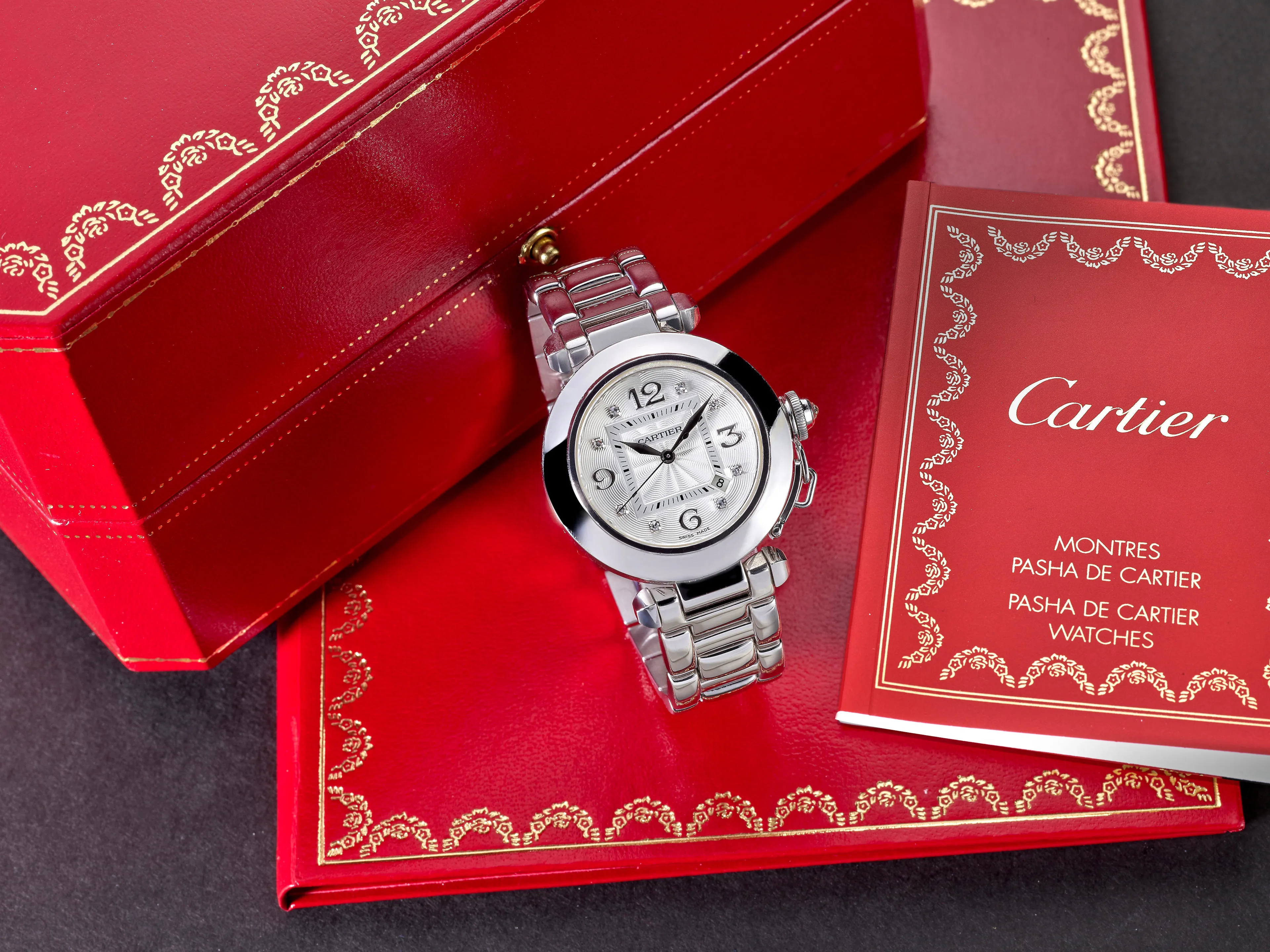 Cartier Pasha 2398 32mm White gold Silver 3