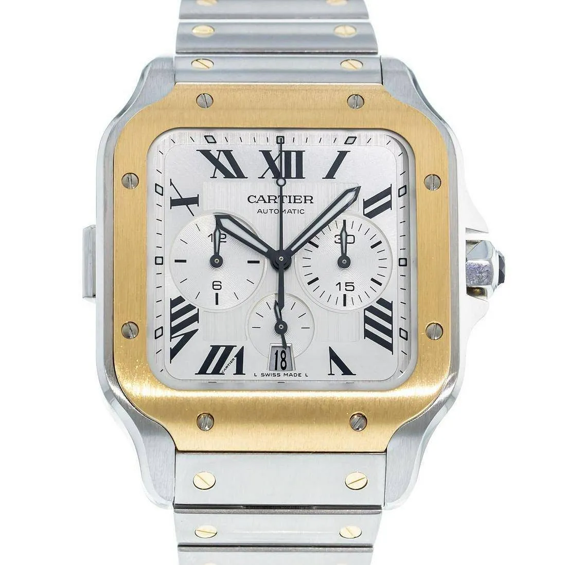 Cartier Santos W2SA0008 43.5mm Yellow gold and Stainless steel Silver