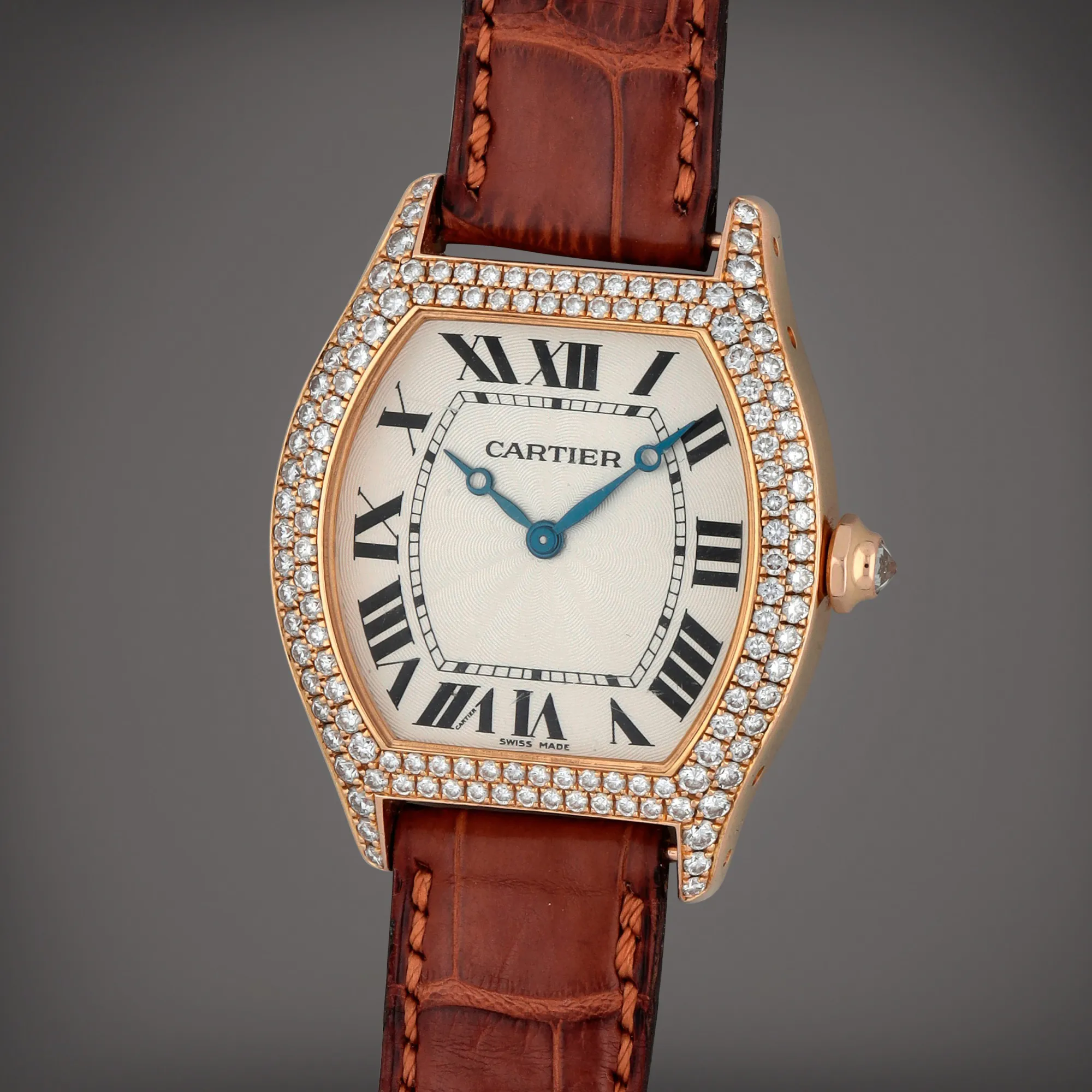 Cartier Tortue 2498 34mm Rose gold Silver