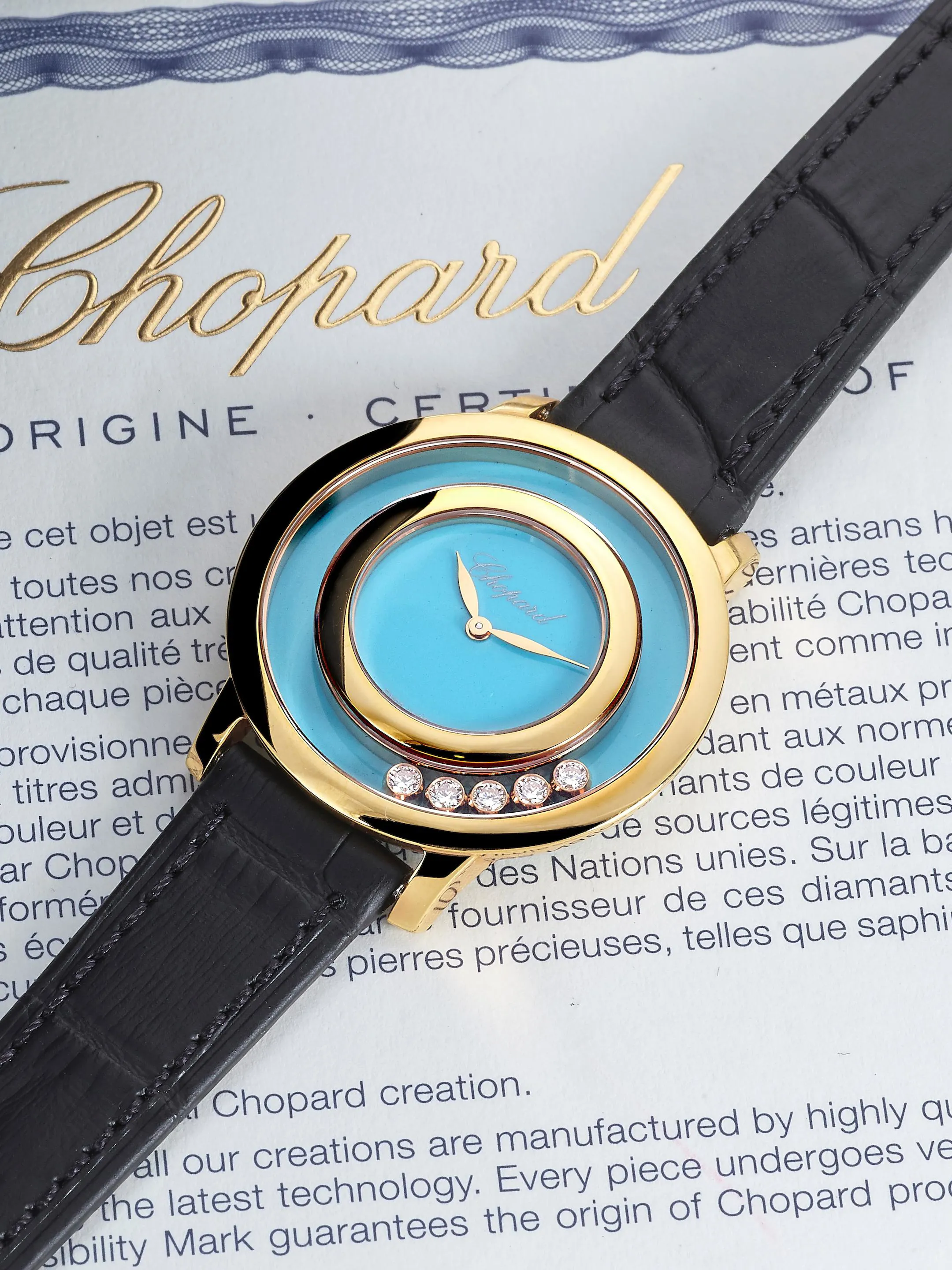 Chopard Happy Diamonds 209429-5104 32mm Rose gold Turquoise