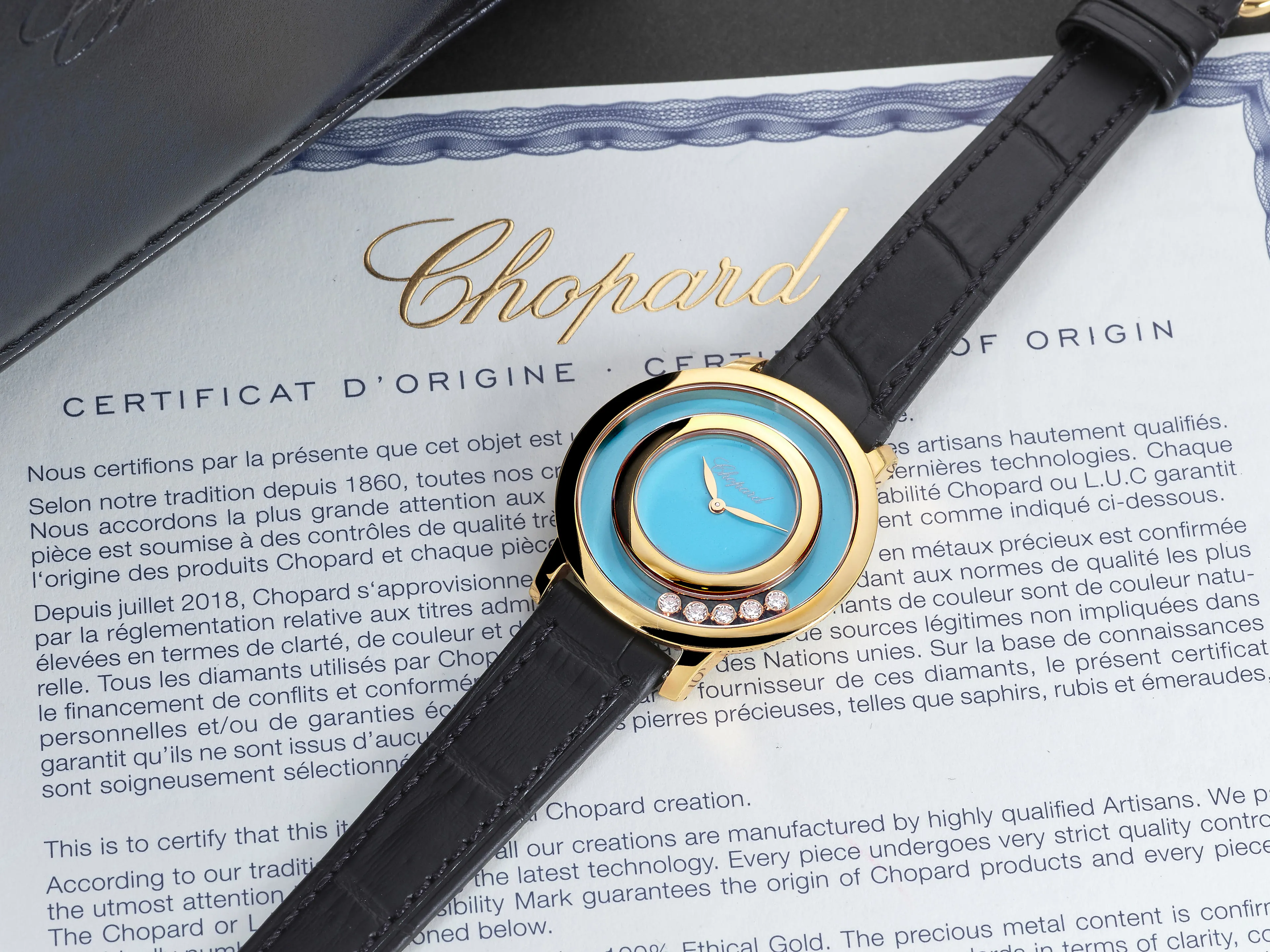 Chopard Happy Diamonds 209429-5104 32mm Rose gold Turquoise 4